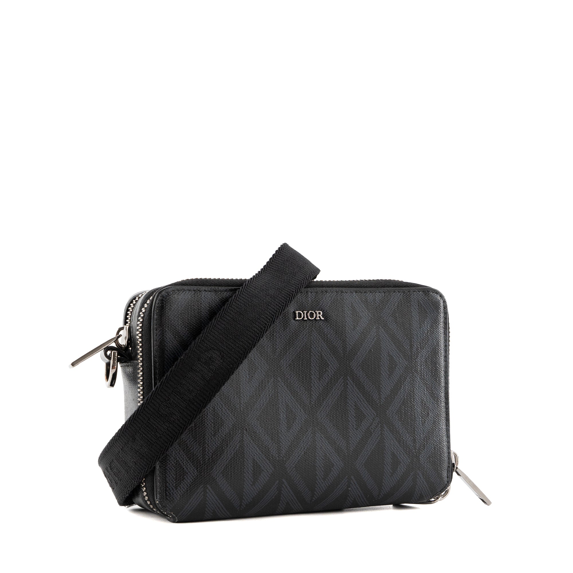 DIOR - Sac à bandoulière Messenger CD Diamonds Dior en en toile enduite noir et gris