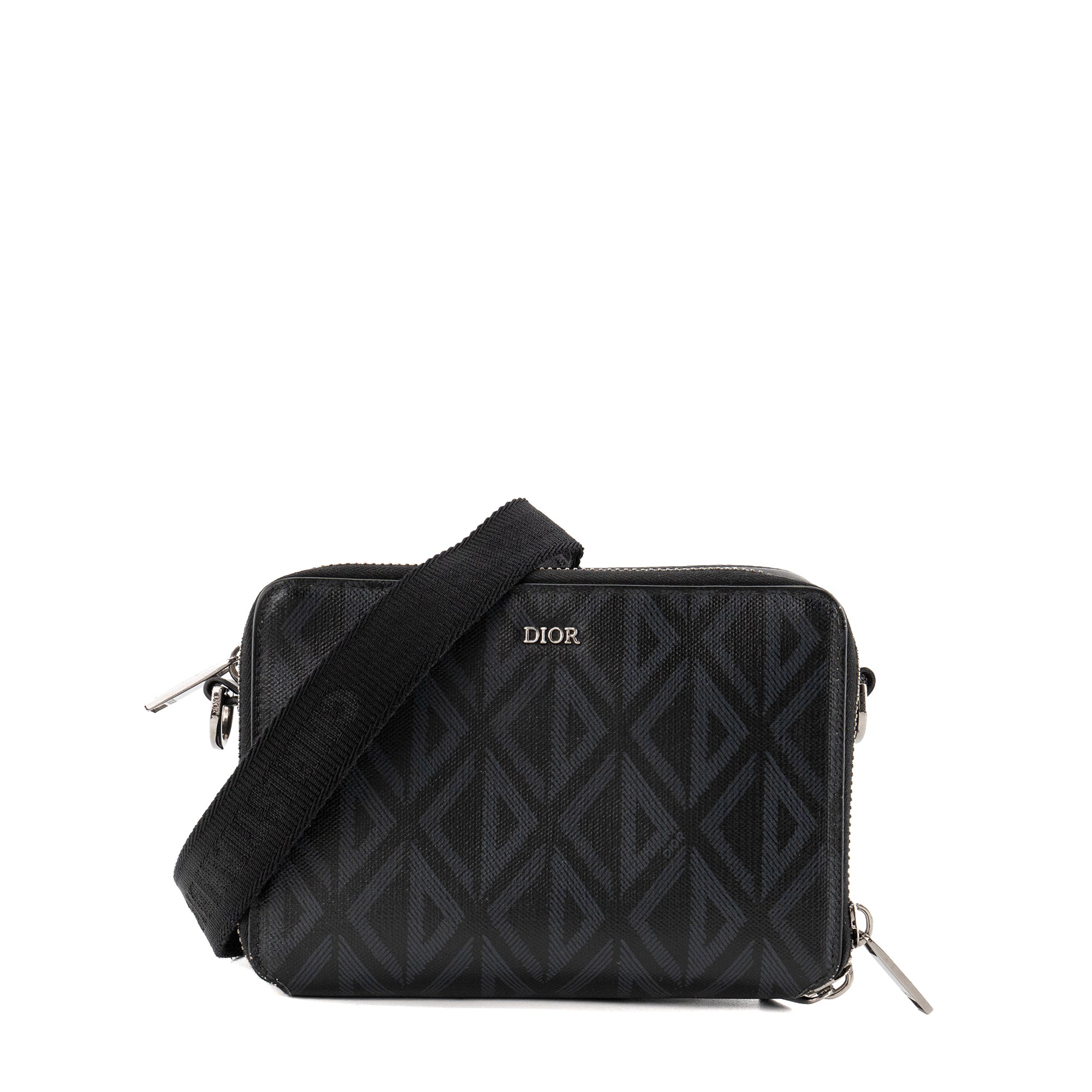 DIOR - Sac à bandoulière Messenger CD Diamonds Dior en en toile enduite noir et gris