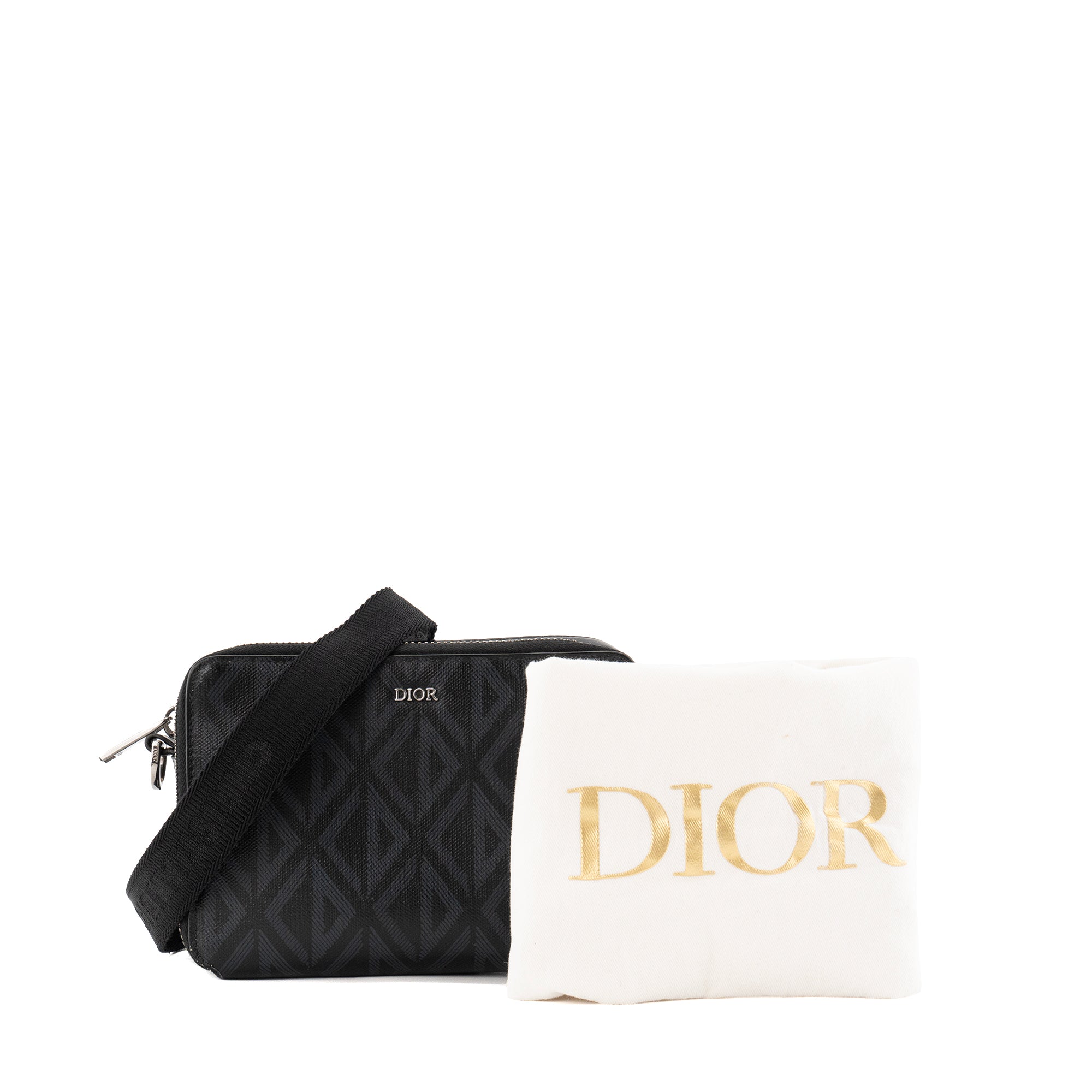 DIOR - Sac à bandoulière Messenger CD Diamonds Dior en en toile enduite noir et gris