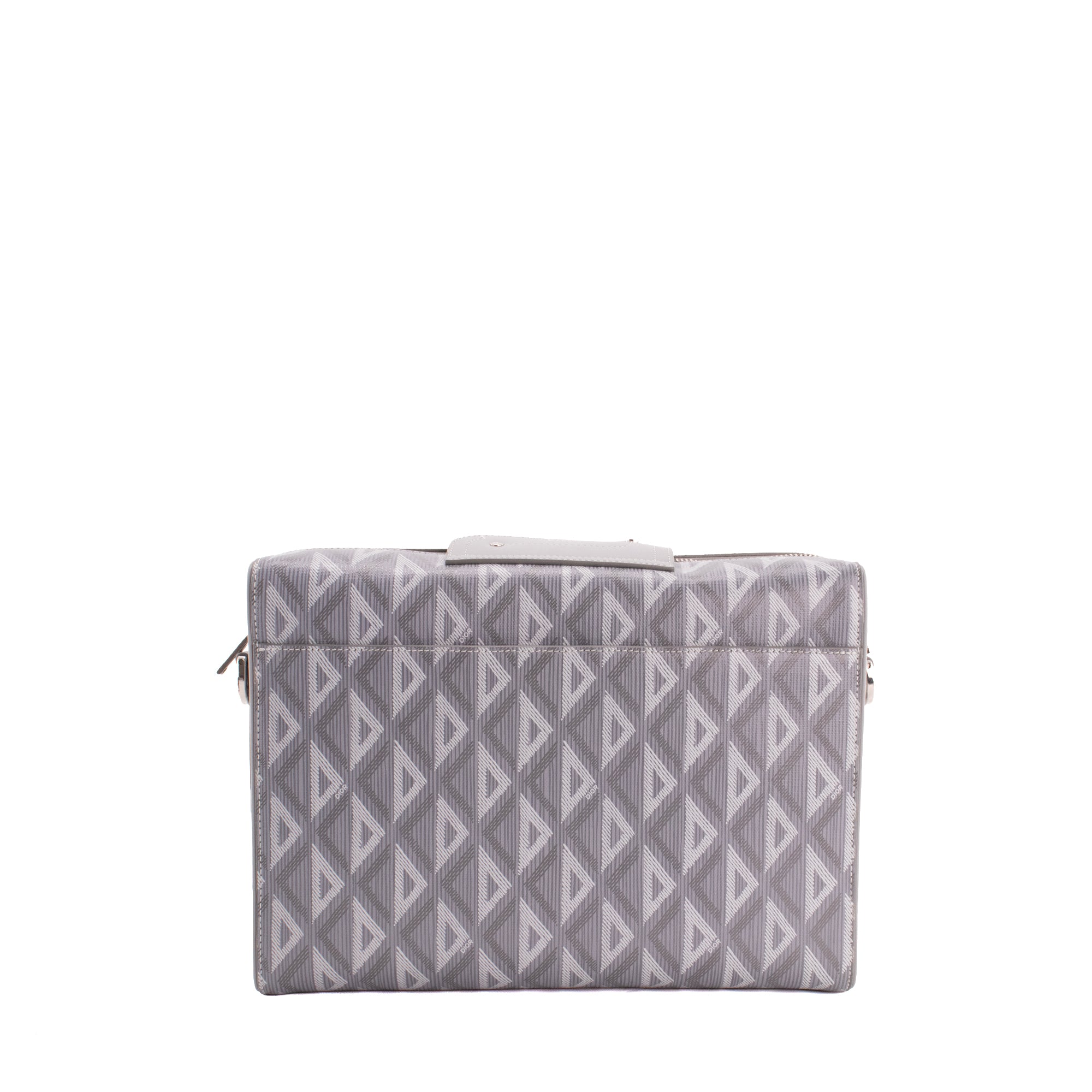 DIOR - Sac à bandoulière Messenger Lingot CD Diamond Dior en toile enduite grise et blanche