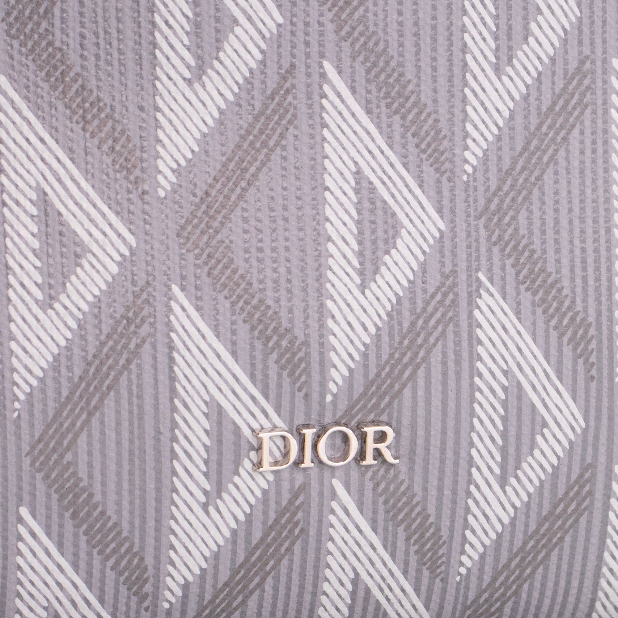 DIOR - Sac à bandoulière Messenger Lingot CD Diamond Dior en toile enduite grise et blanche
