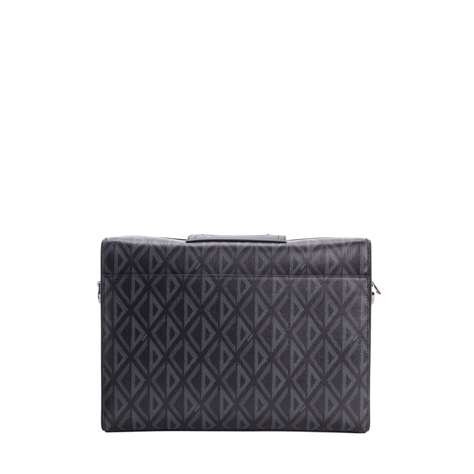 DIOR - Sac à bandoulière Messenger Lingot CD Diamond Dior en toile enduite noire et grise