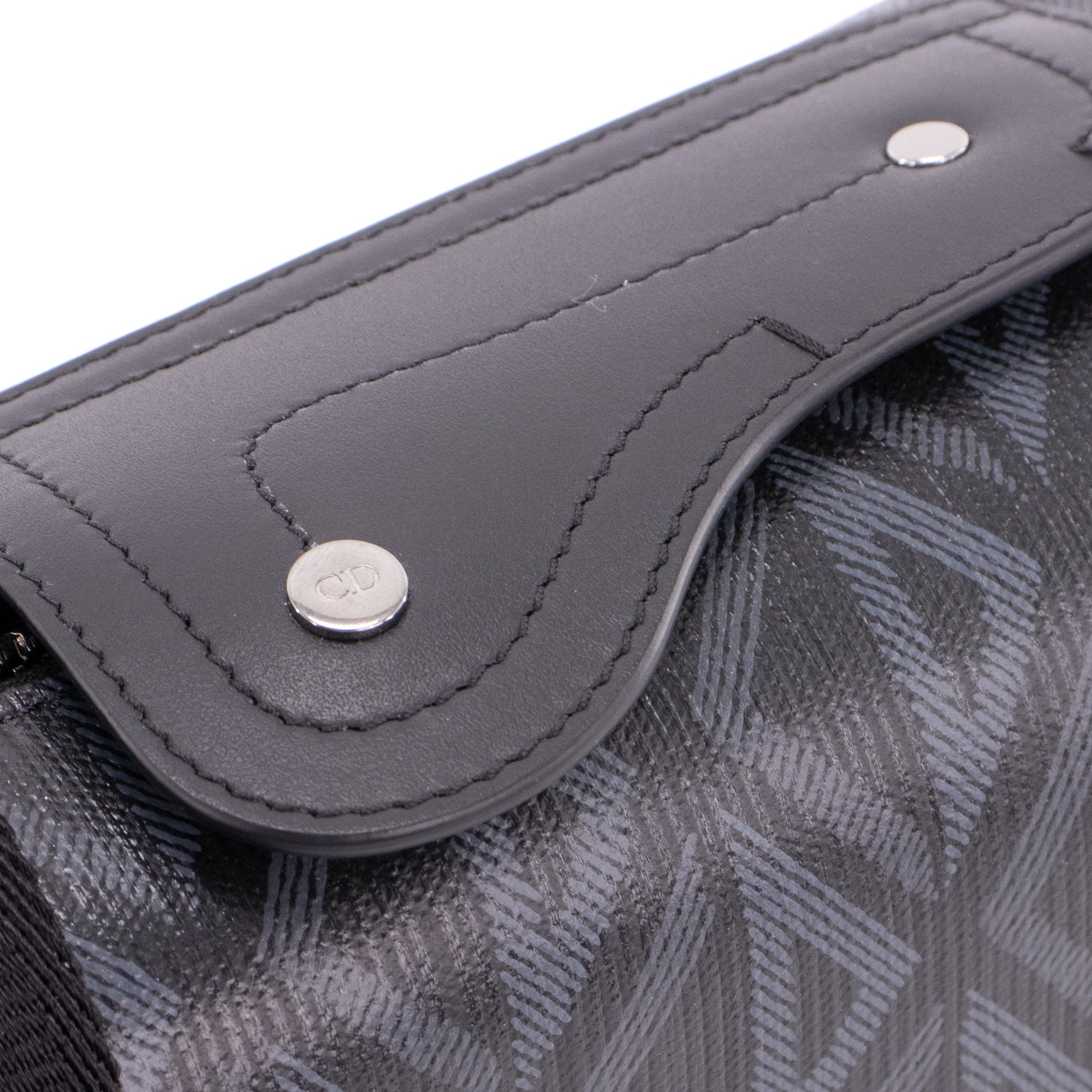 DIOR - Sac à bandoulière Messenger Lingot CD Diamond Dior en toile enduite noire et grise