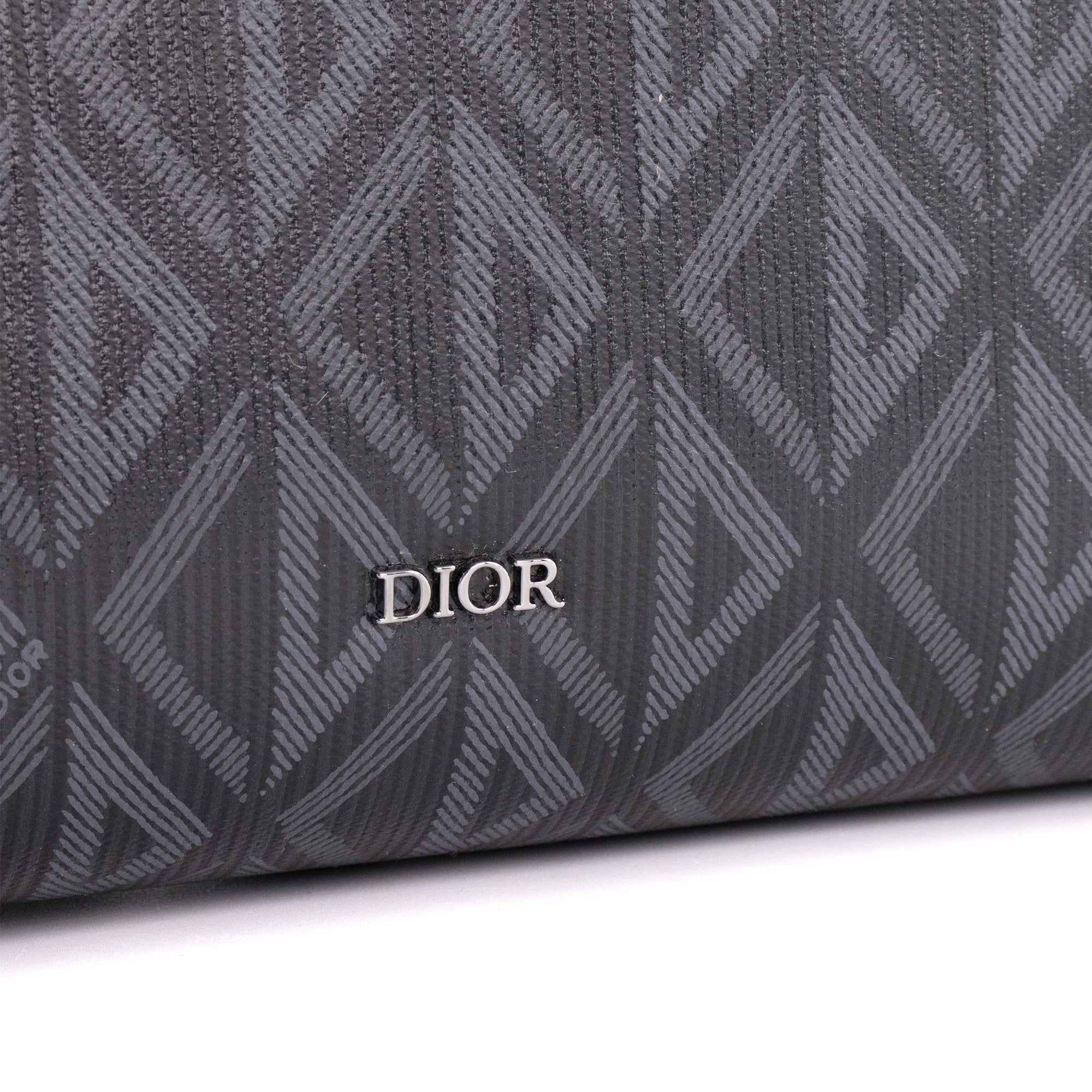 DIOR - Sac à bandoulière Messenger Lingot CD Diamond Dior en toile enduite noire et grise