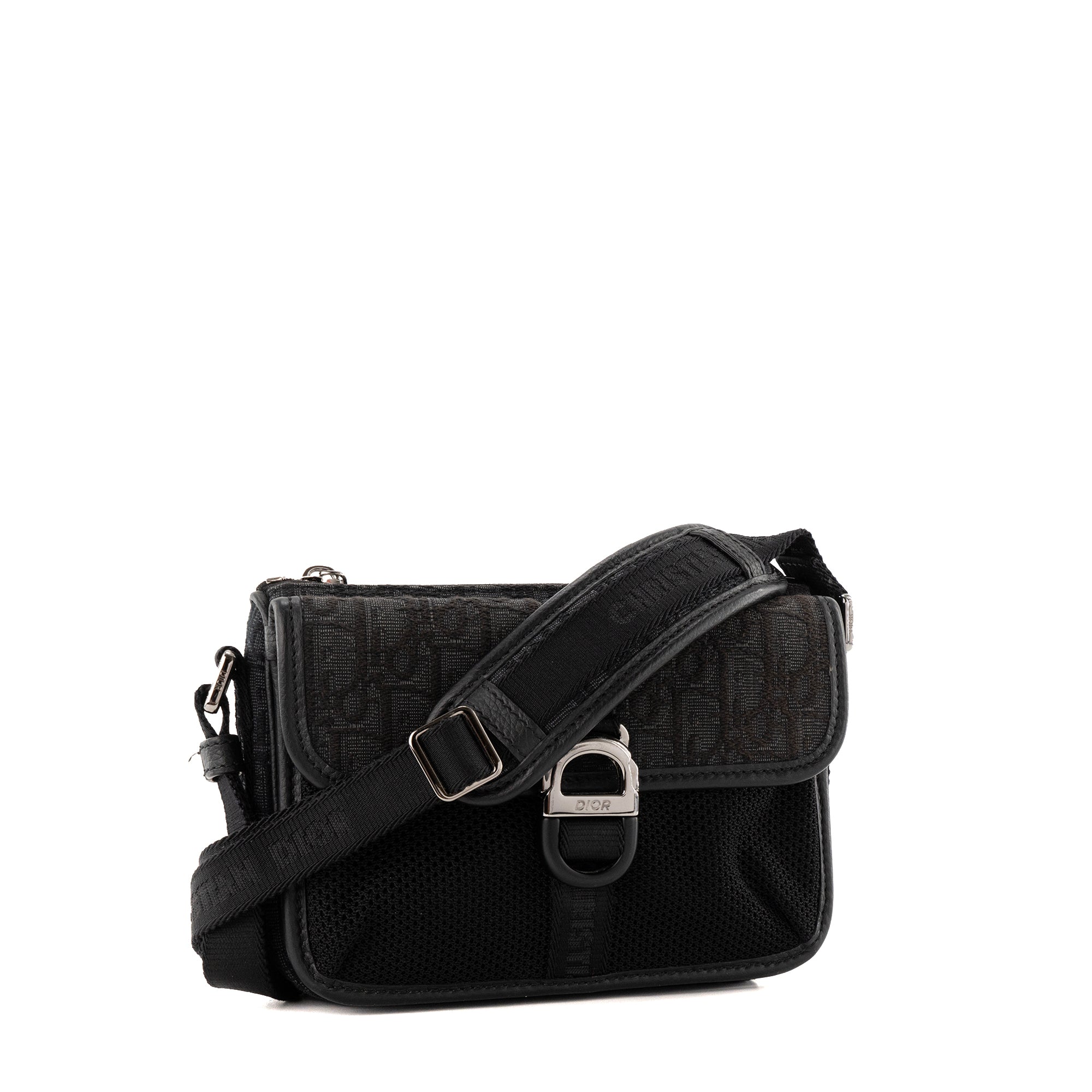 DIOR - Sac à bandoulière Messenger Pouch Dior en toile jacquard Dior Oblique noir