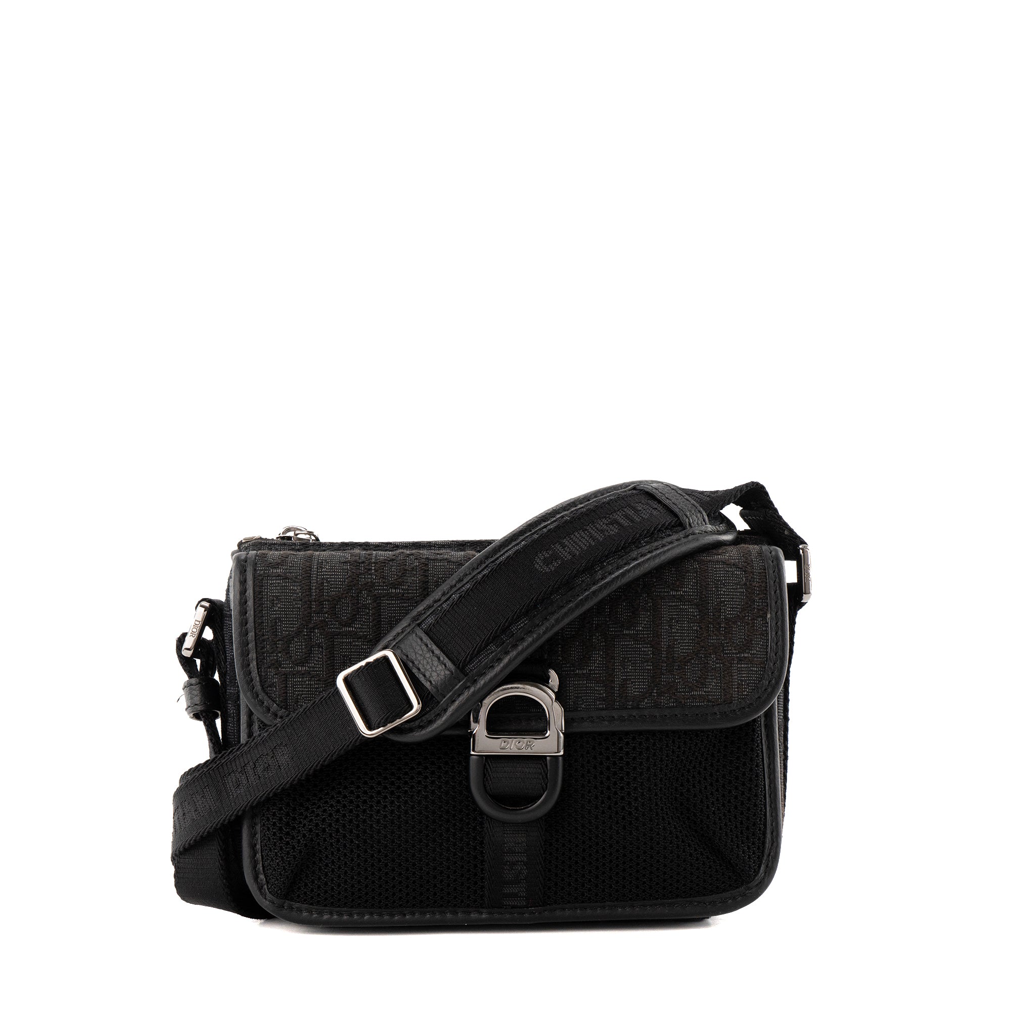 DIOR - Sac à bandoulière Messenger Pouch Dior en toile jacquard Dior Oblique noir