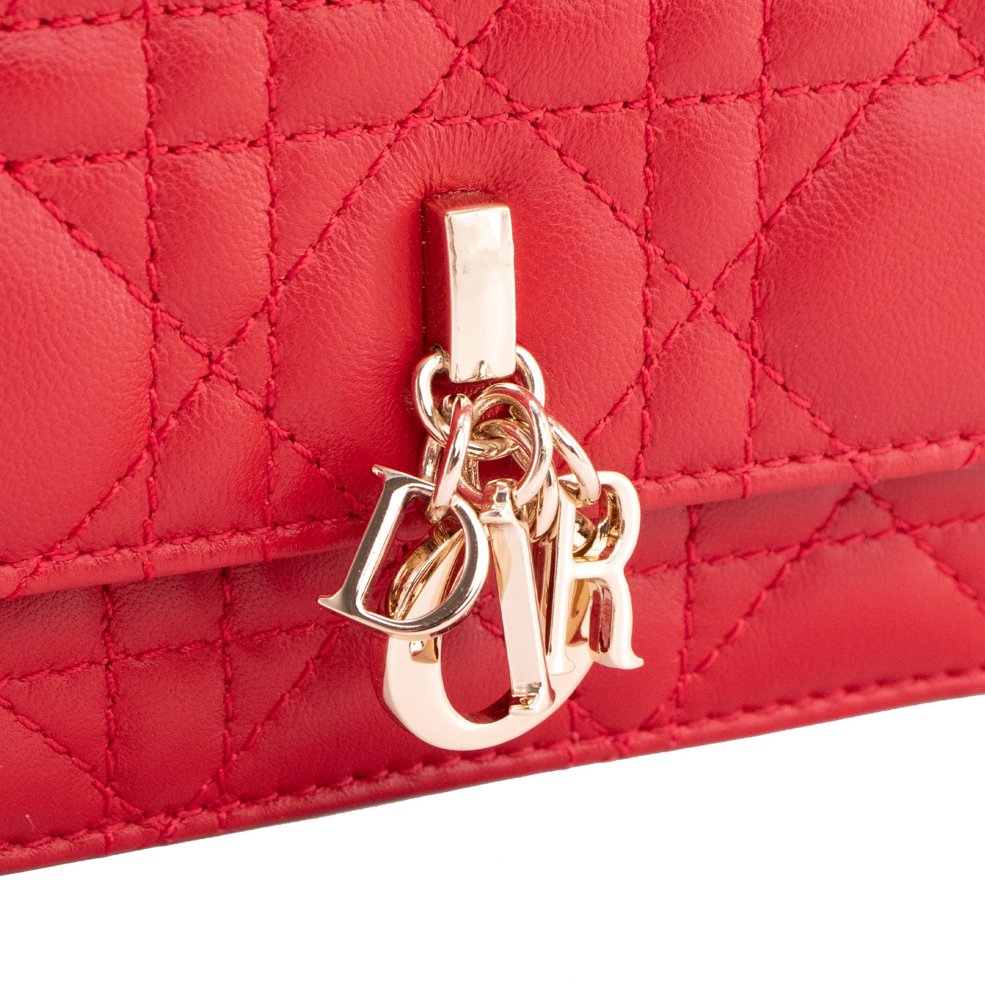 DIOR - Sac à bandoulière My Mini Dior en cuir cannage rouge cerise
