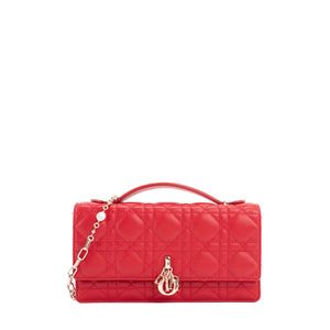 DIOR - Sac à bandoulière My Mini Dior en cuir cannage rouge cerise