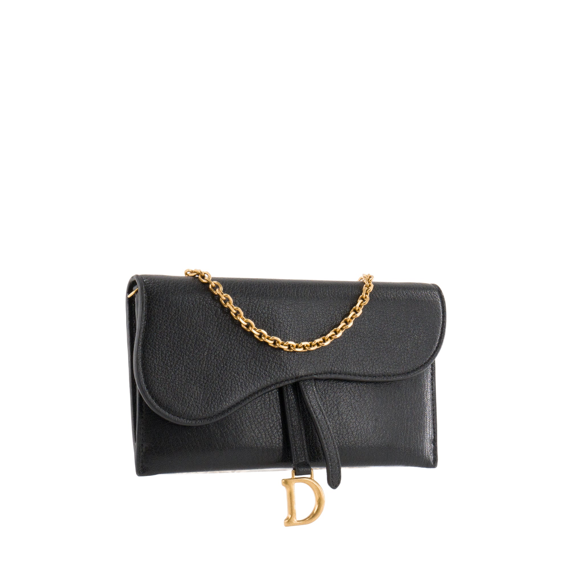 DIOR - Sac à bandoulière Saddle Dior en cuir grainé noir