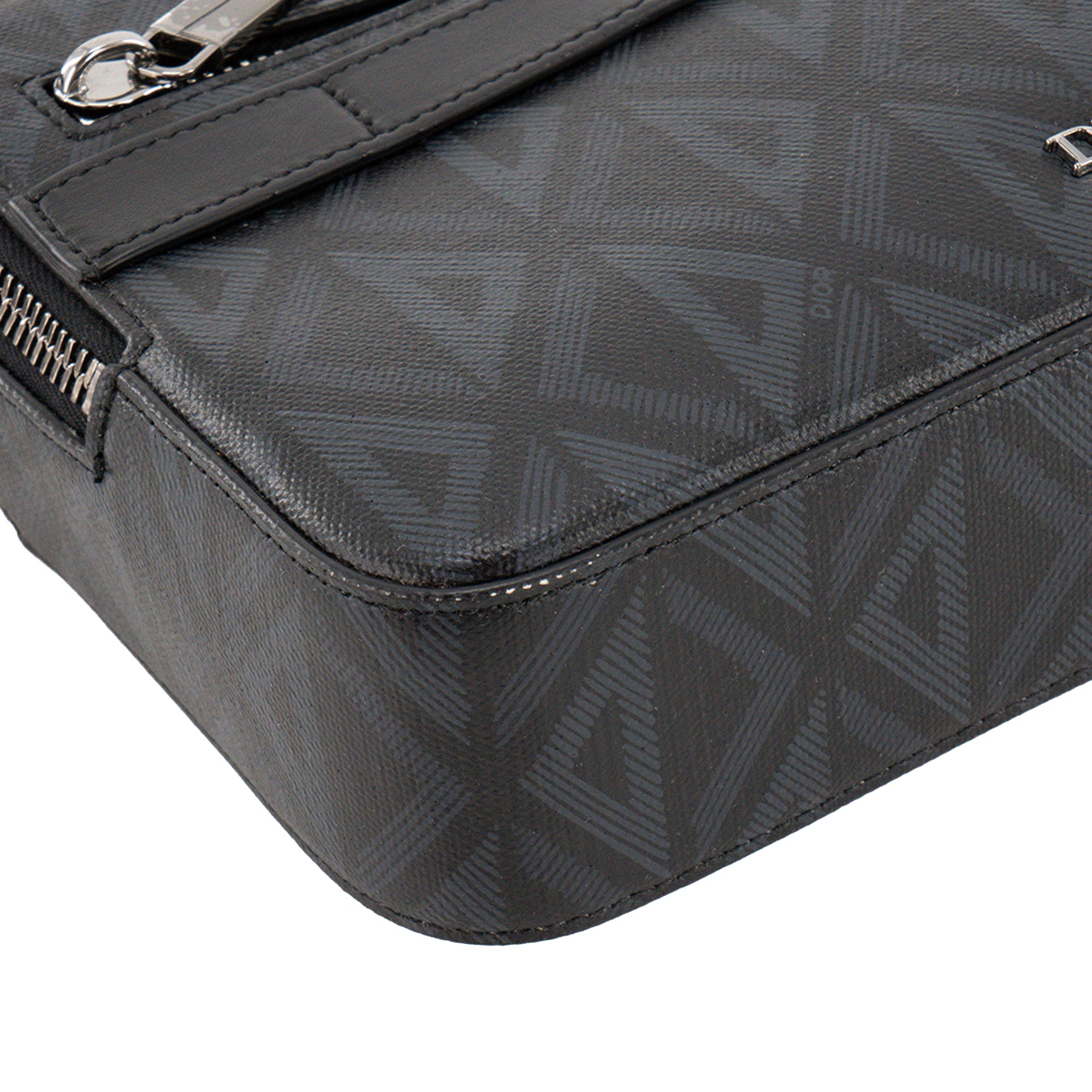 DIOR - Sac à bandoulière Safari Diamond Dior en toile enduite noire et grise