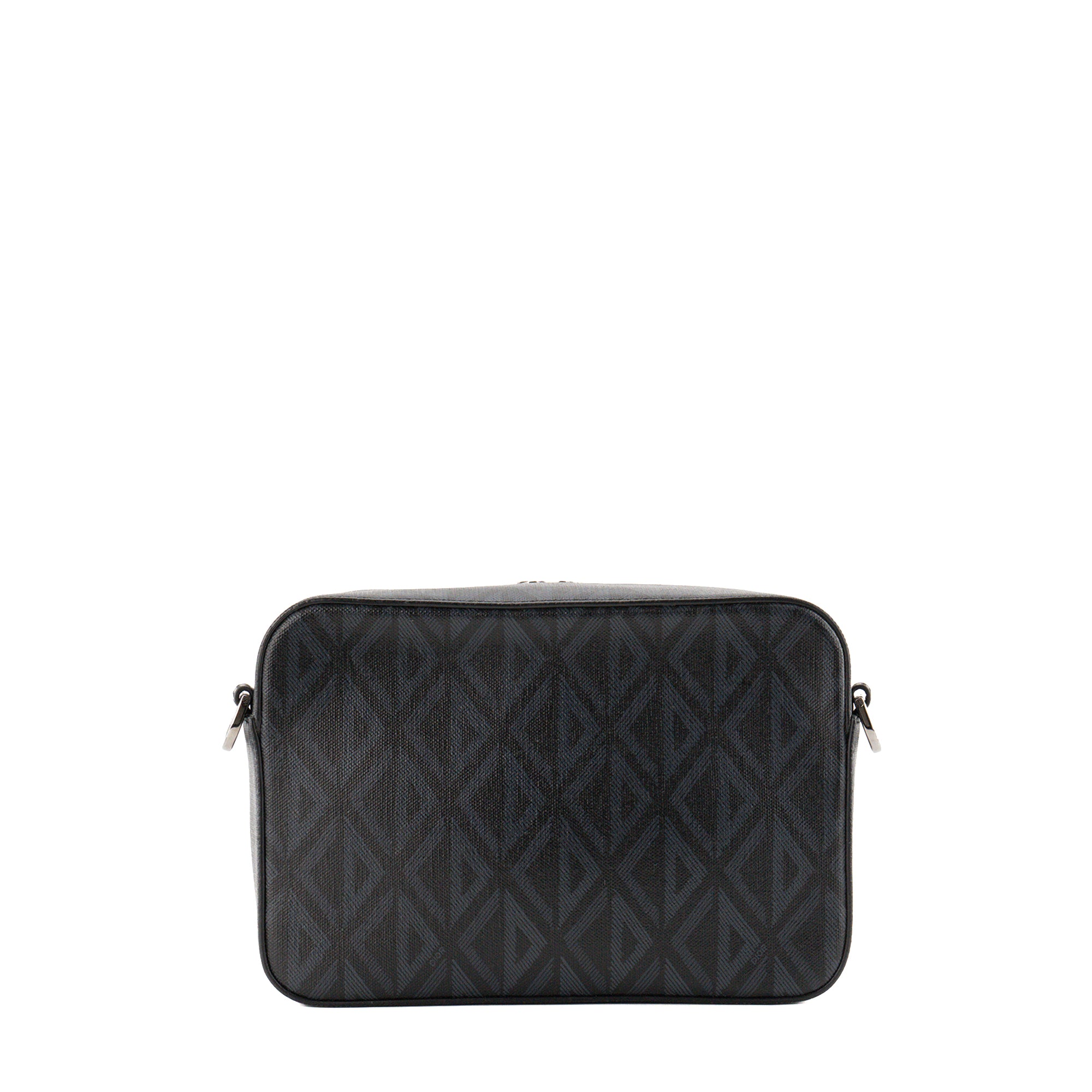DIOR - Sac à bandoulière Safari Diamond Dior en toile enduite noire et grise