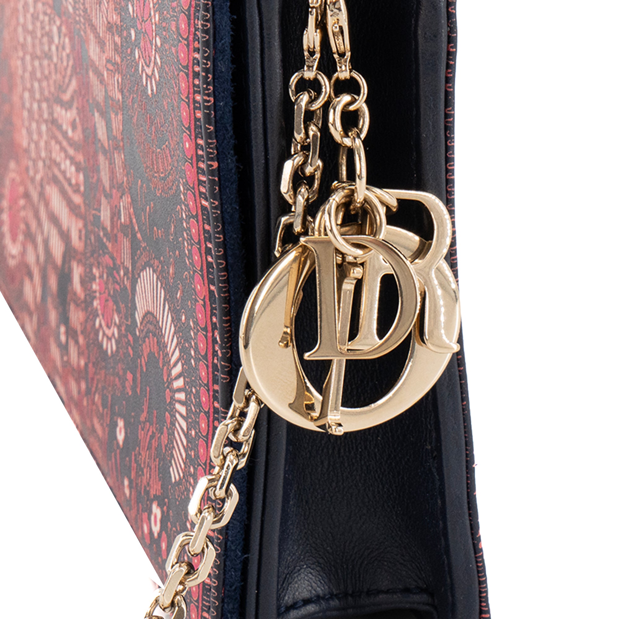 DIOR - Sac à bandoulière Lady Dior Wallet en cuir violet et bleu marine