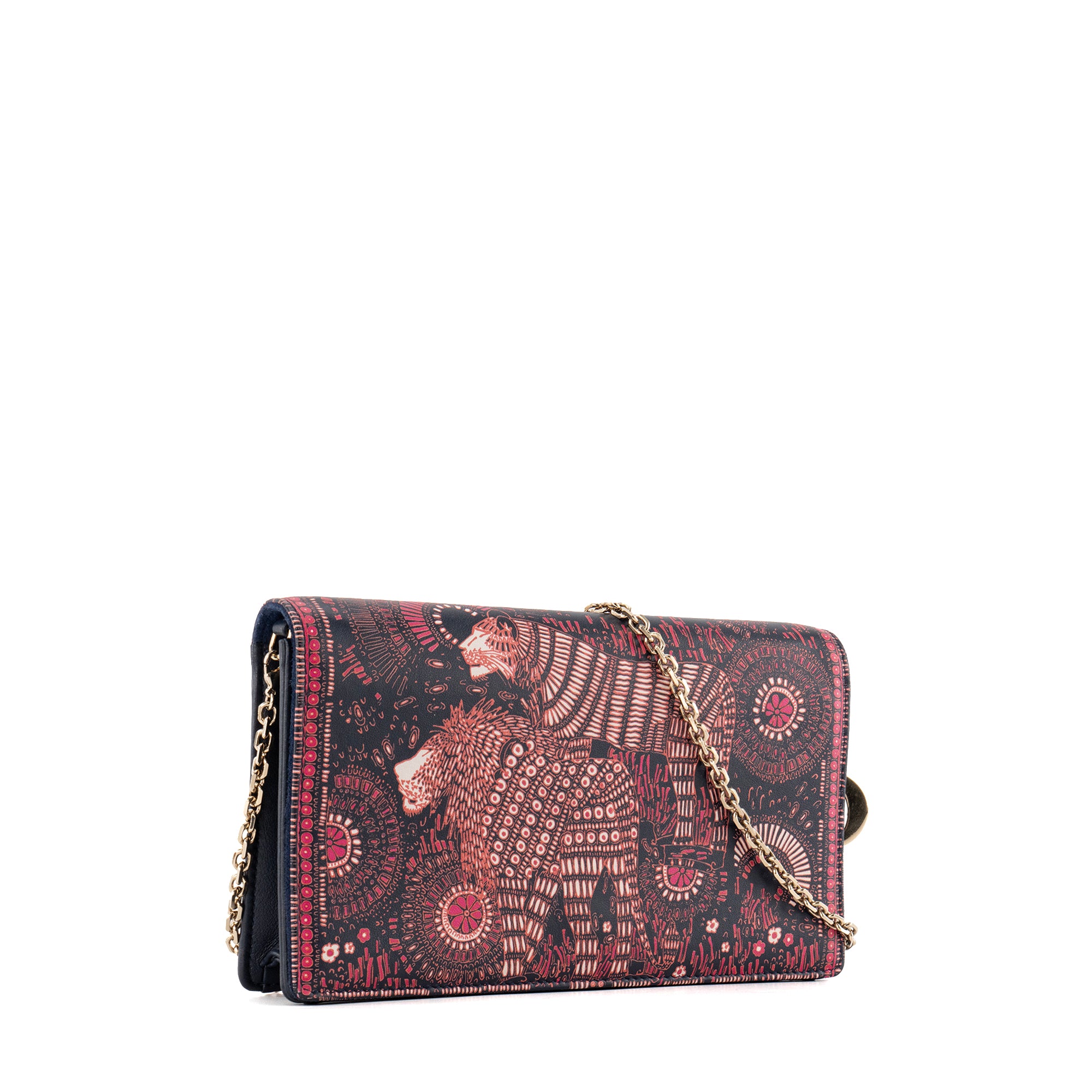 DIOR - Sac à bandoulière Lady Dior Wallet en cuir violet et bleu marine