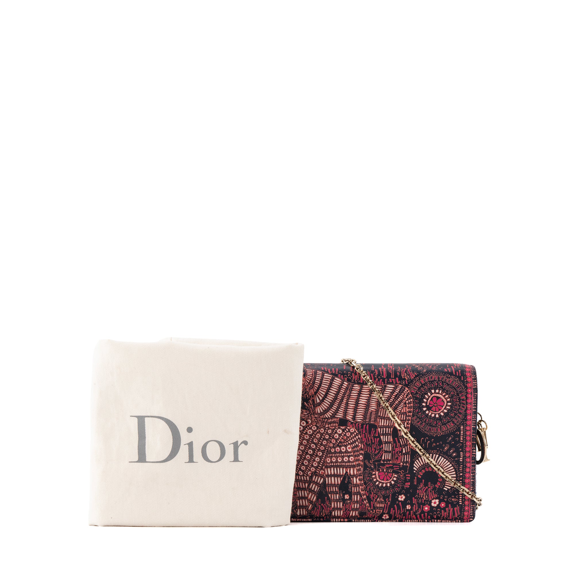 DIOR - Sac à bandoulière Lady Dior Wallet en cuir violet et bleu marine