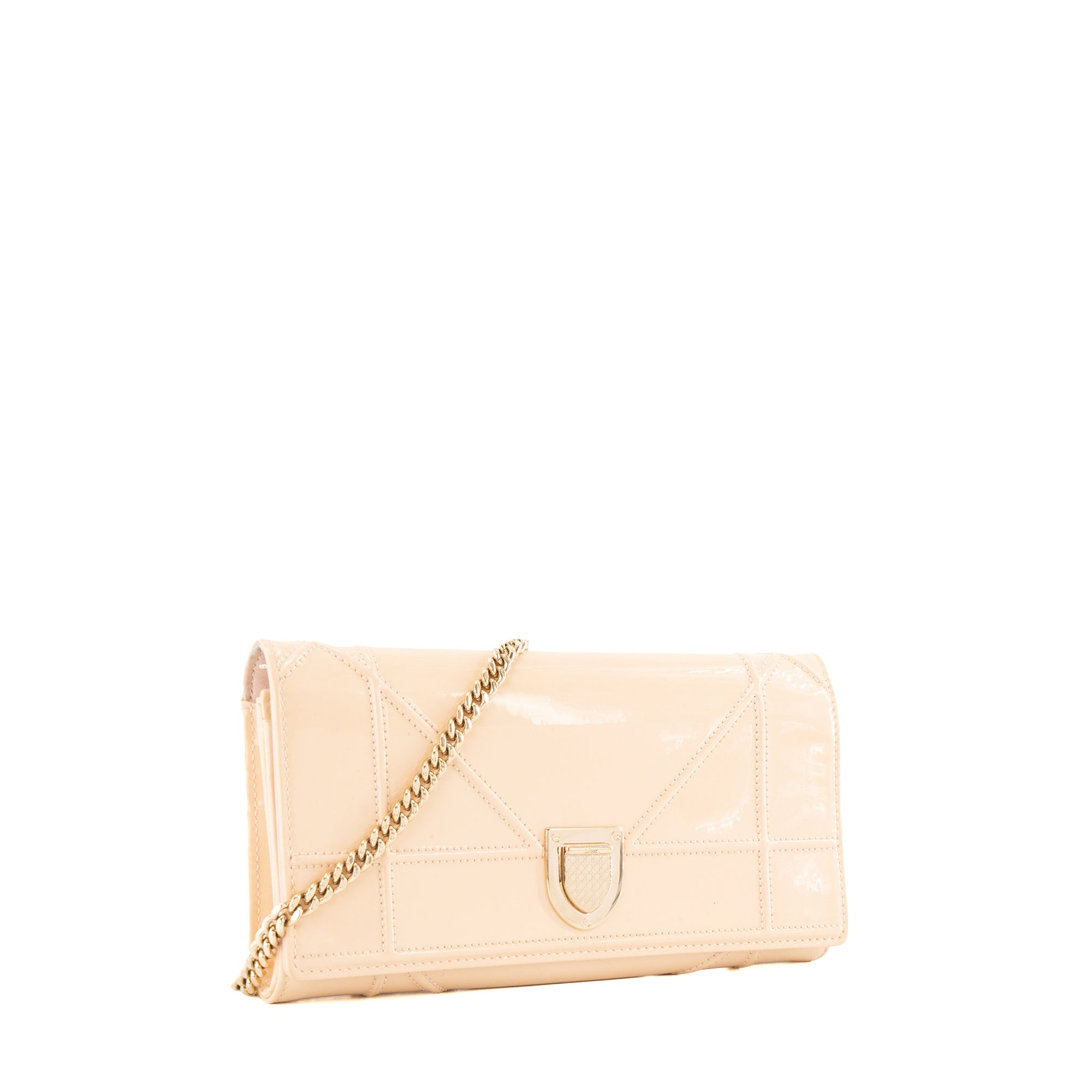 DIOR - Sac à bandoulière Wallet On Chain Diorama Dior en cuir verni beige