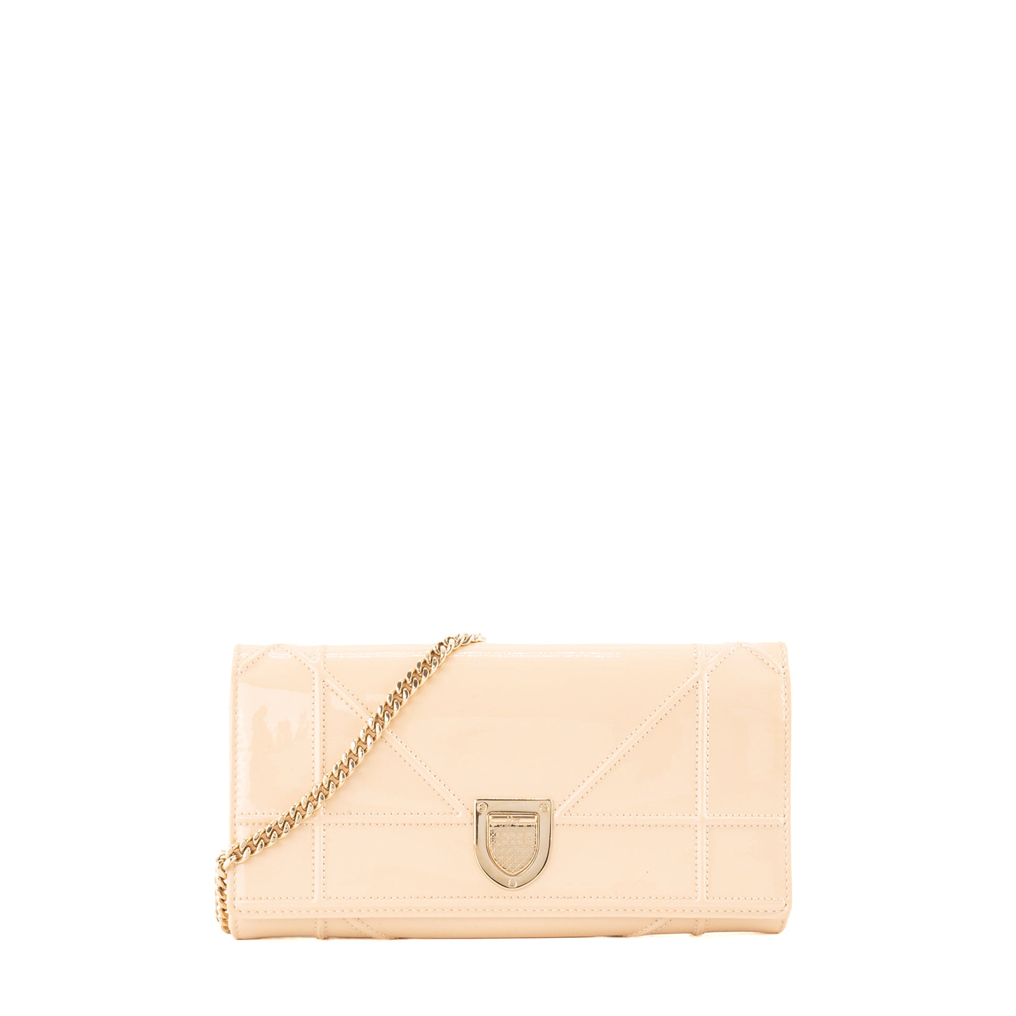 DIOR - Sac à bandoulière Wallet On Chain Diorama Dior en cuir verni beige