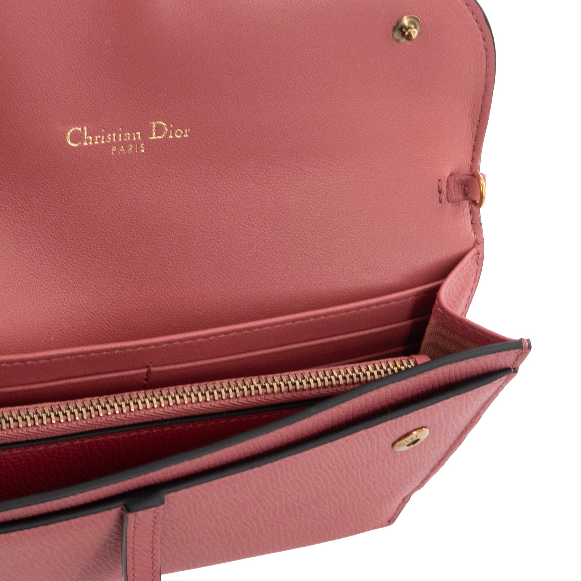DIOR - Sac à bandoulière Wallet On Chain Saddle Dior en cuir grainé rose