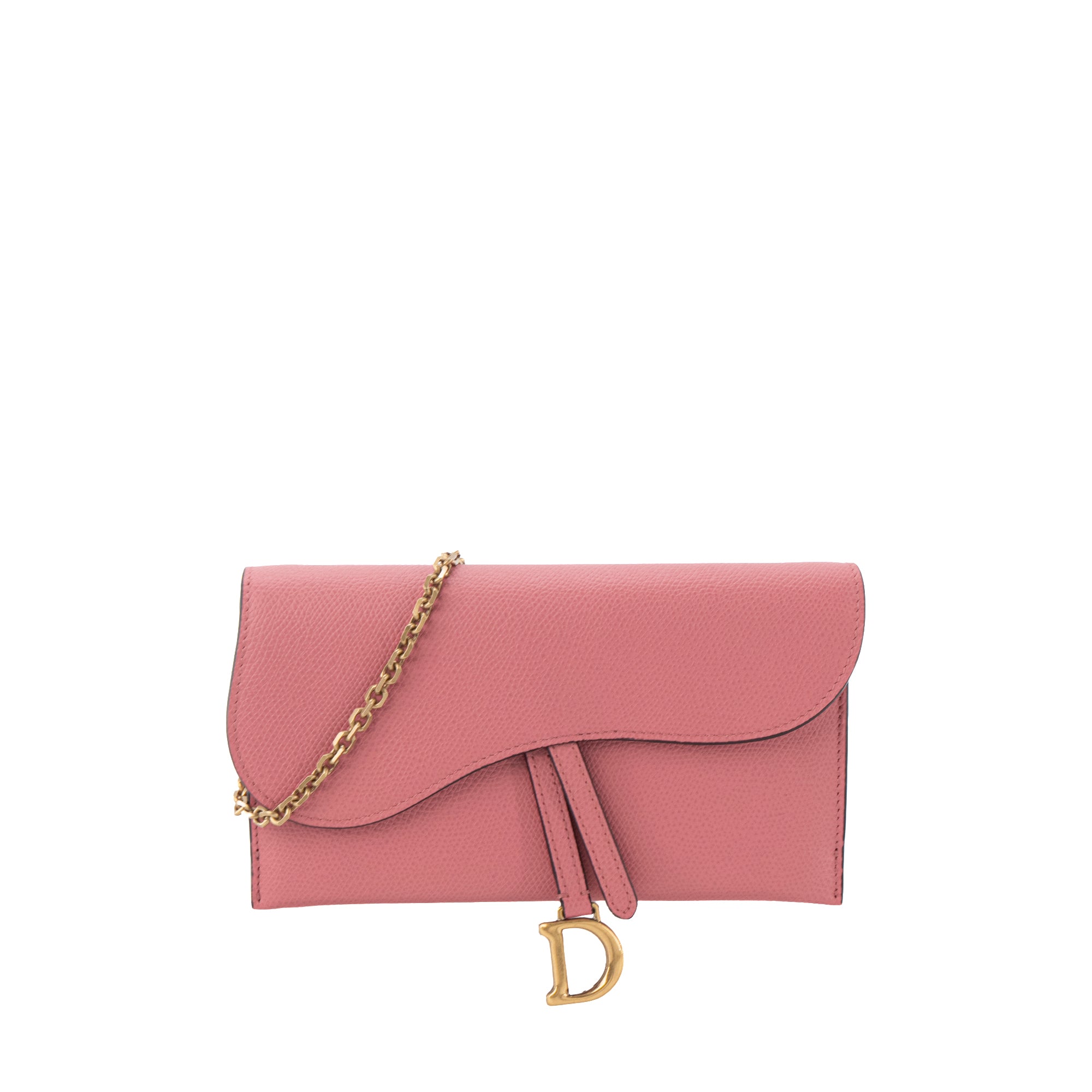 DIOR - Sac à bandoulière Wallet On Chain Saddle Dior en cuir grainé rose