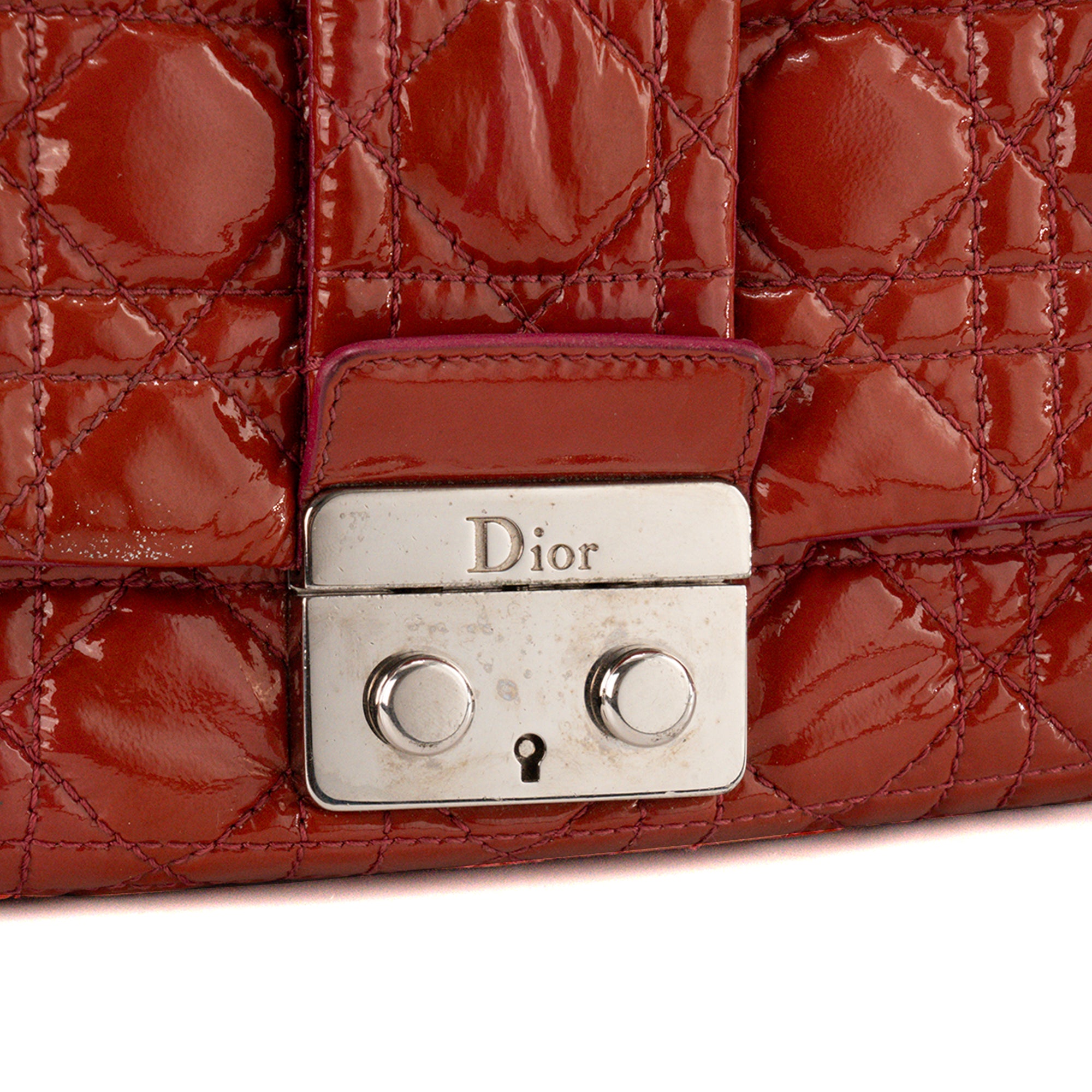 DIOR - Sac à épaule Miss dior en cuir cannage verni rouge