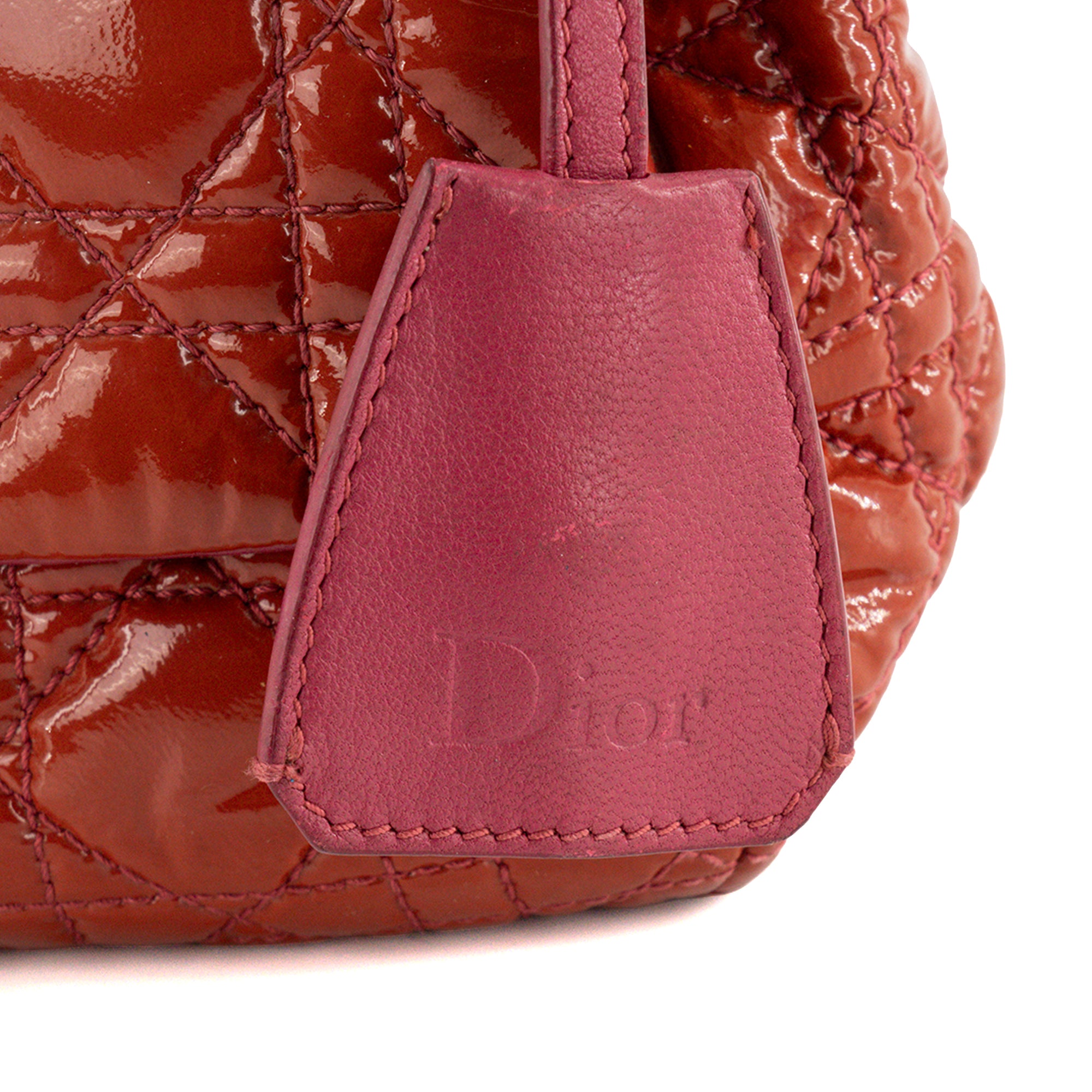DIOR - Sac à épaule Miss dior en cuir cannage verni rouge