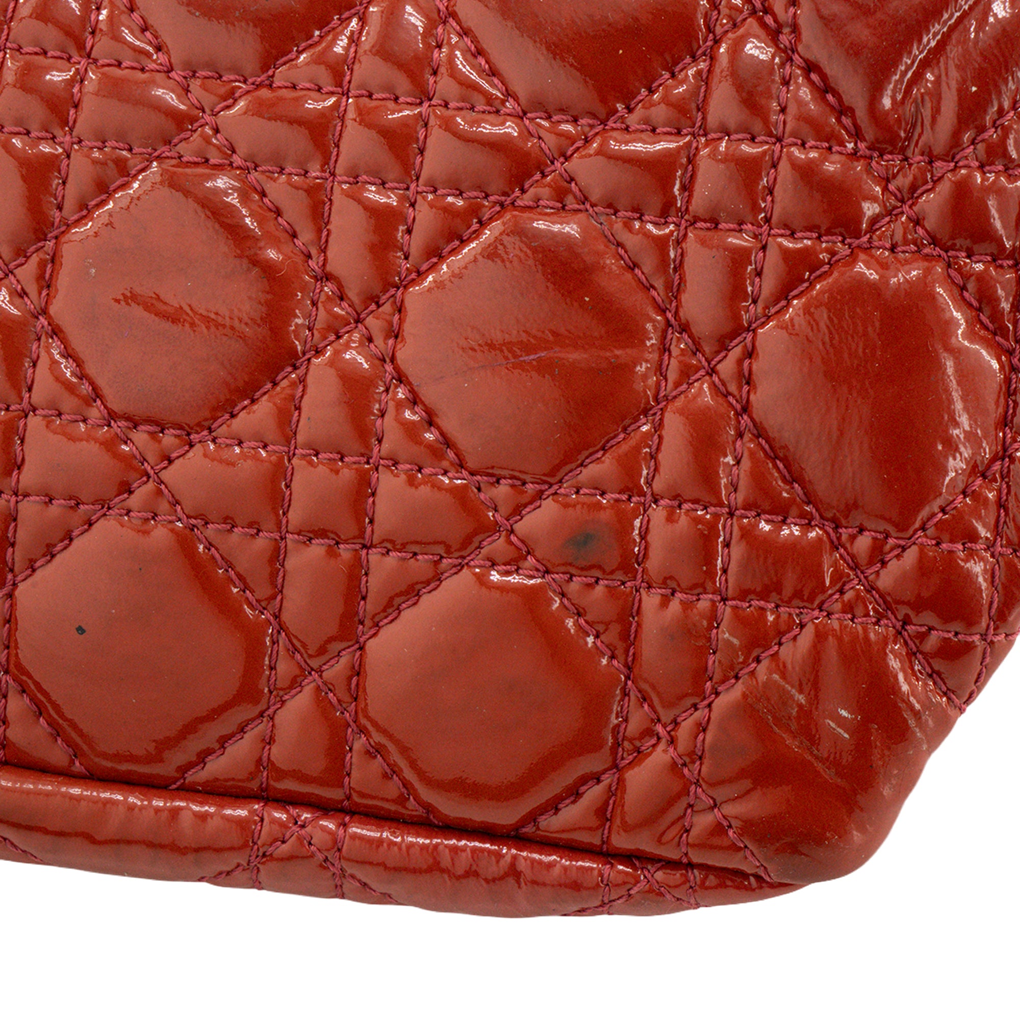 DIOR - Sac à épaule Miss dior en cuir cannage verni rouge