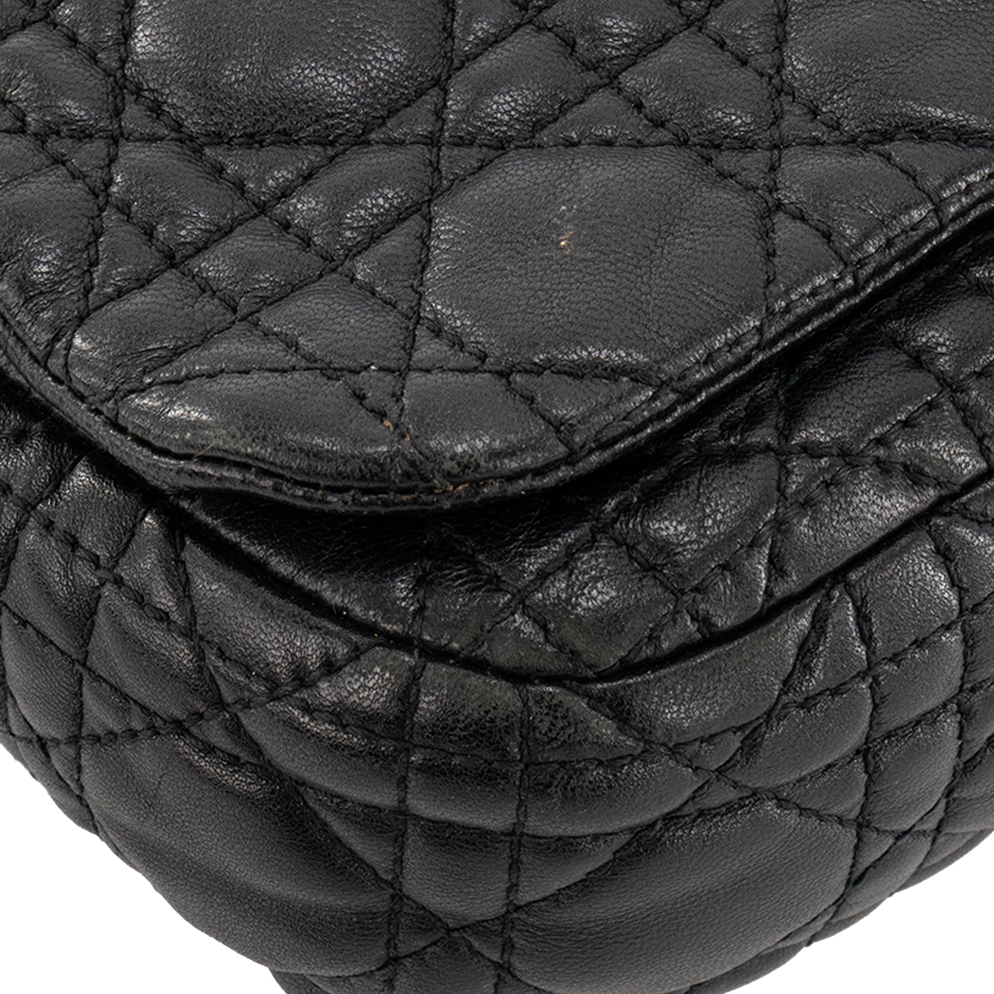 DIOR - Sac à épaule Rendez-vous Dior en cuir cannage noir vintage