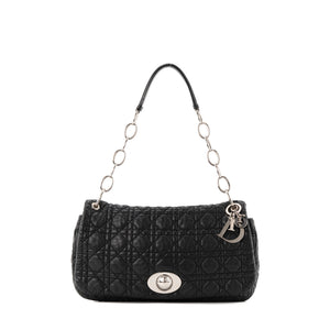 DIOR - Sac à épaule Rendez-vous Dior en cuir cannage noir vintage