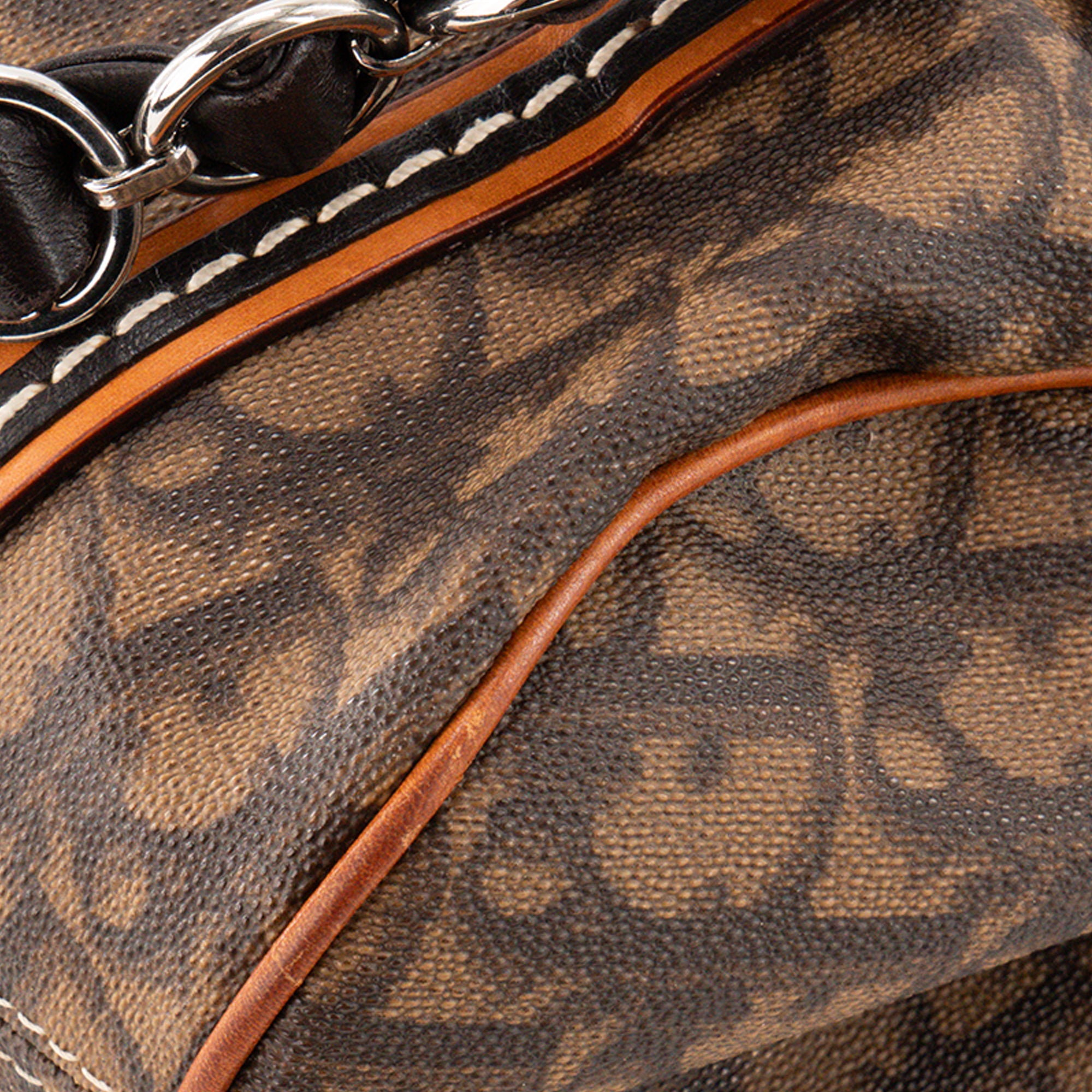 DIOR - Sac à épaule Romantique Dior en toile enduite marron et charms vintage