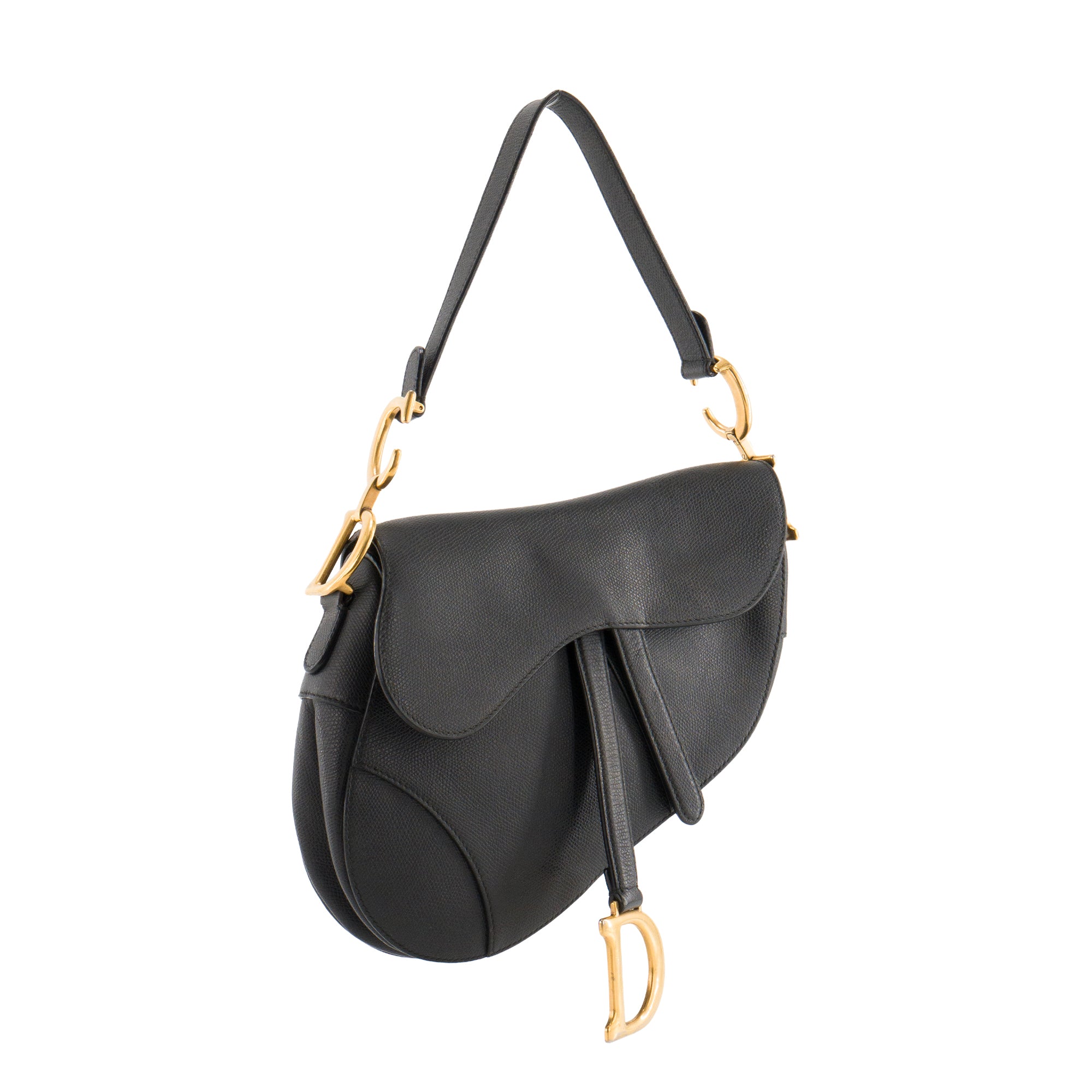 DIOR - Sac à épaule Saddle Dior en cuir grainé noir