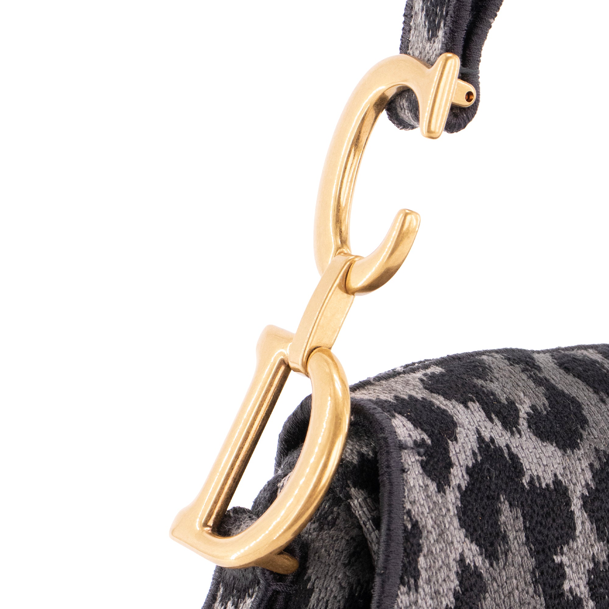 DIOR - Sac à épaule Saddle Dior en toile grise léopard édition limitée