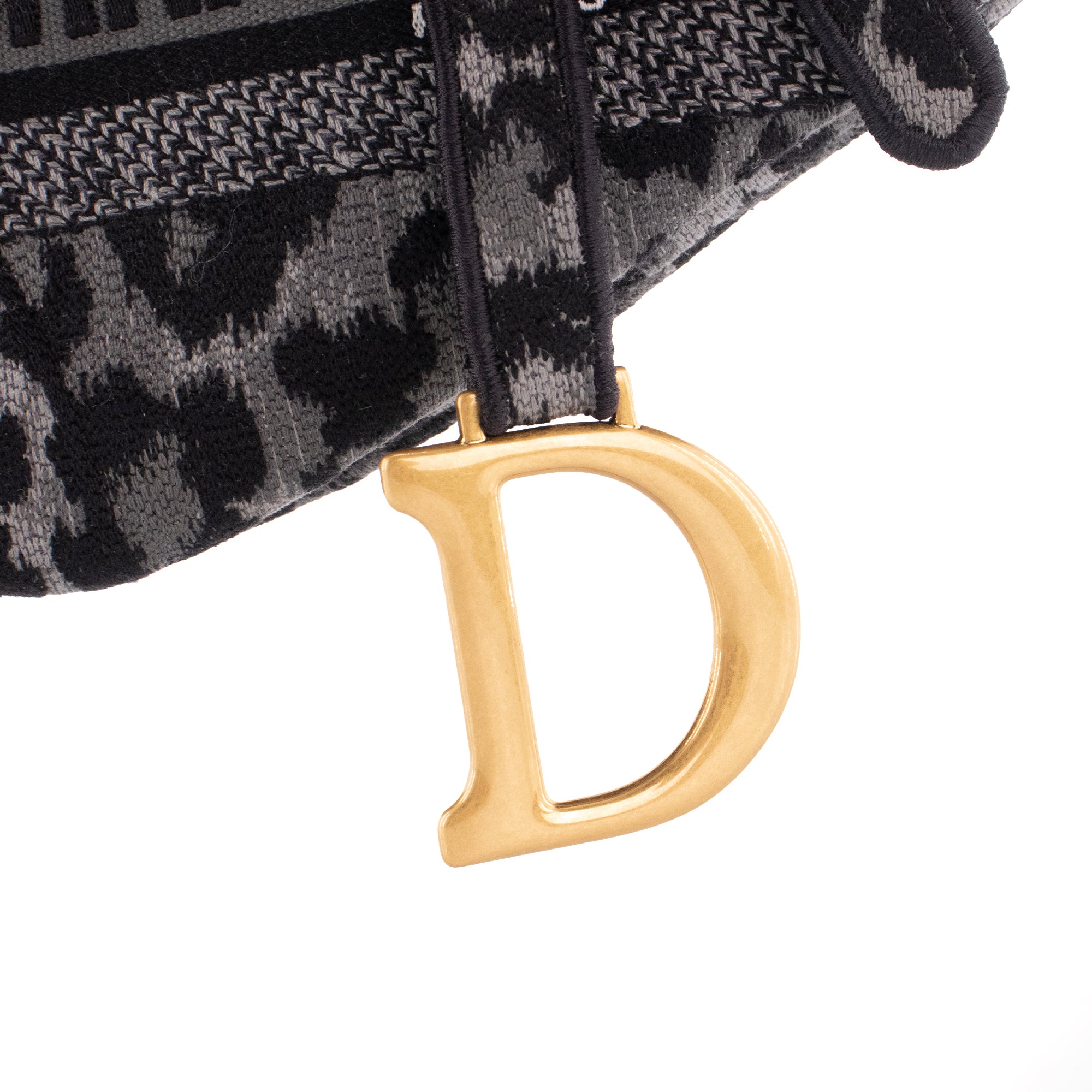 DIOR - Sac à épaule Saddle Dior en toile grise léopard édition limitée