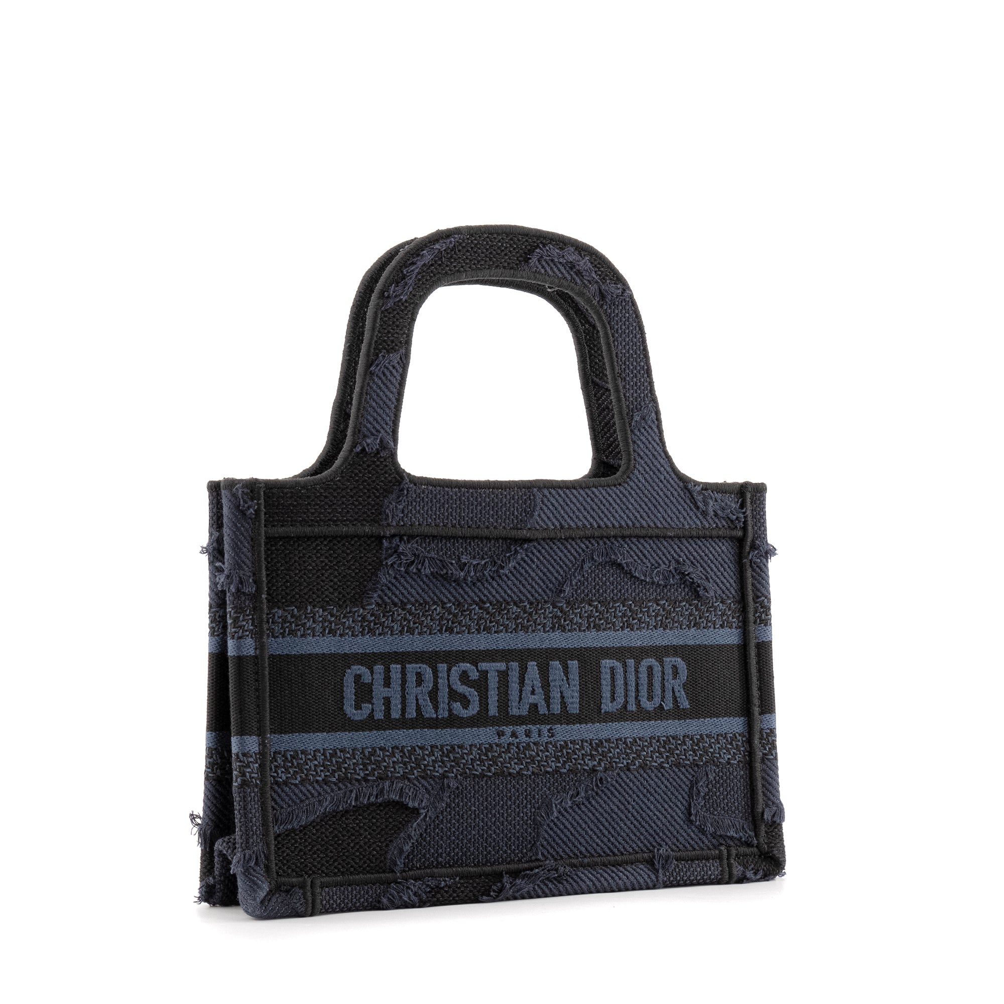 DIOR - Sac à main Book Tote mini Dior en toile camouflage bleu marine