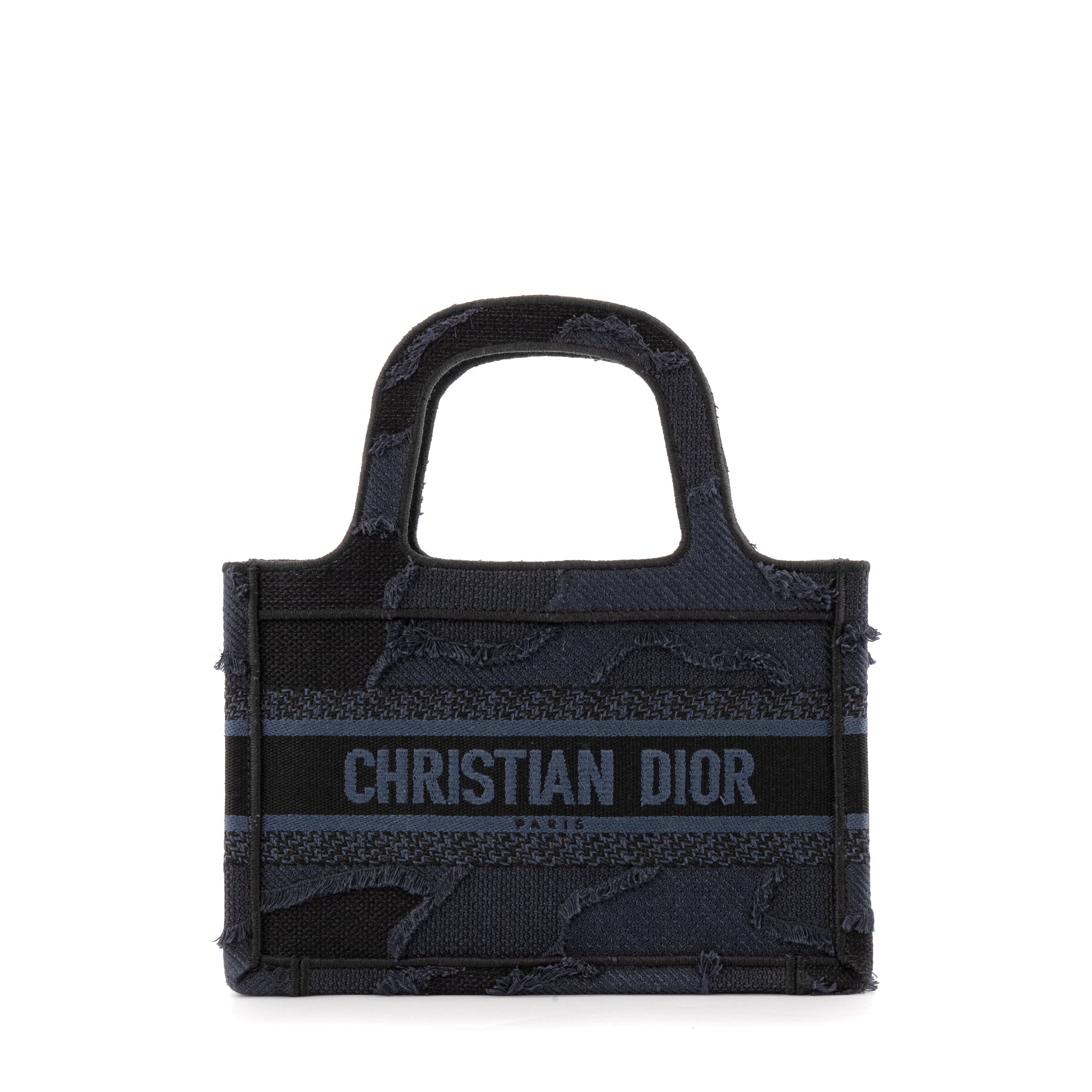 DIOR - Sac à main Book Tote mini Dior en toile camouflage bleu marine