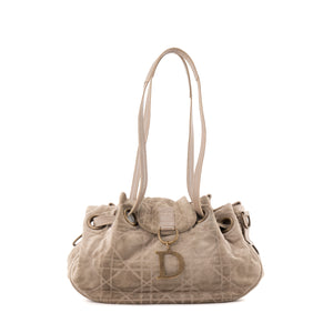 DIOR - Sac à main Drawstring Dior en daim gris vintage
