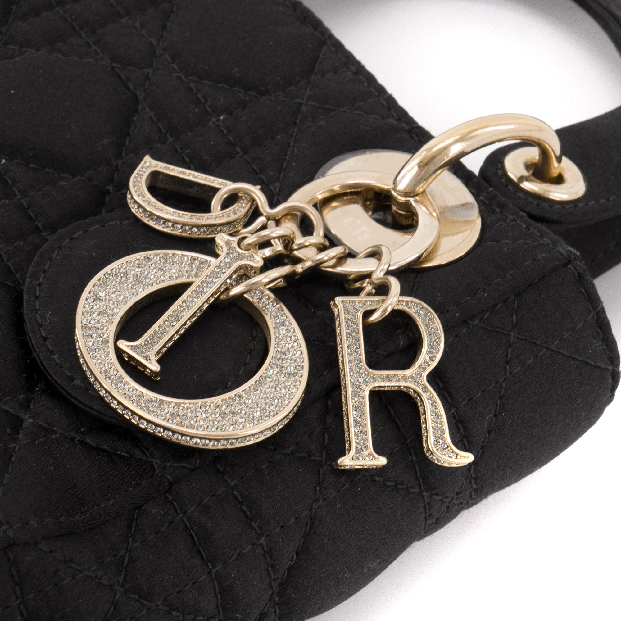 DIOR - Sac à main Lady Dior Christal mini Dior en satin noir