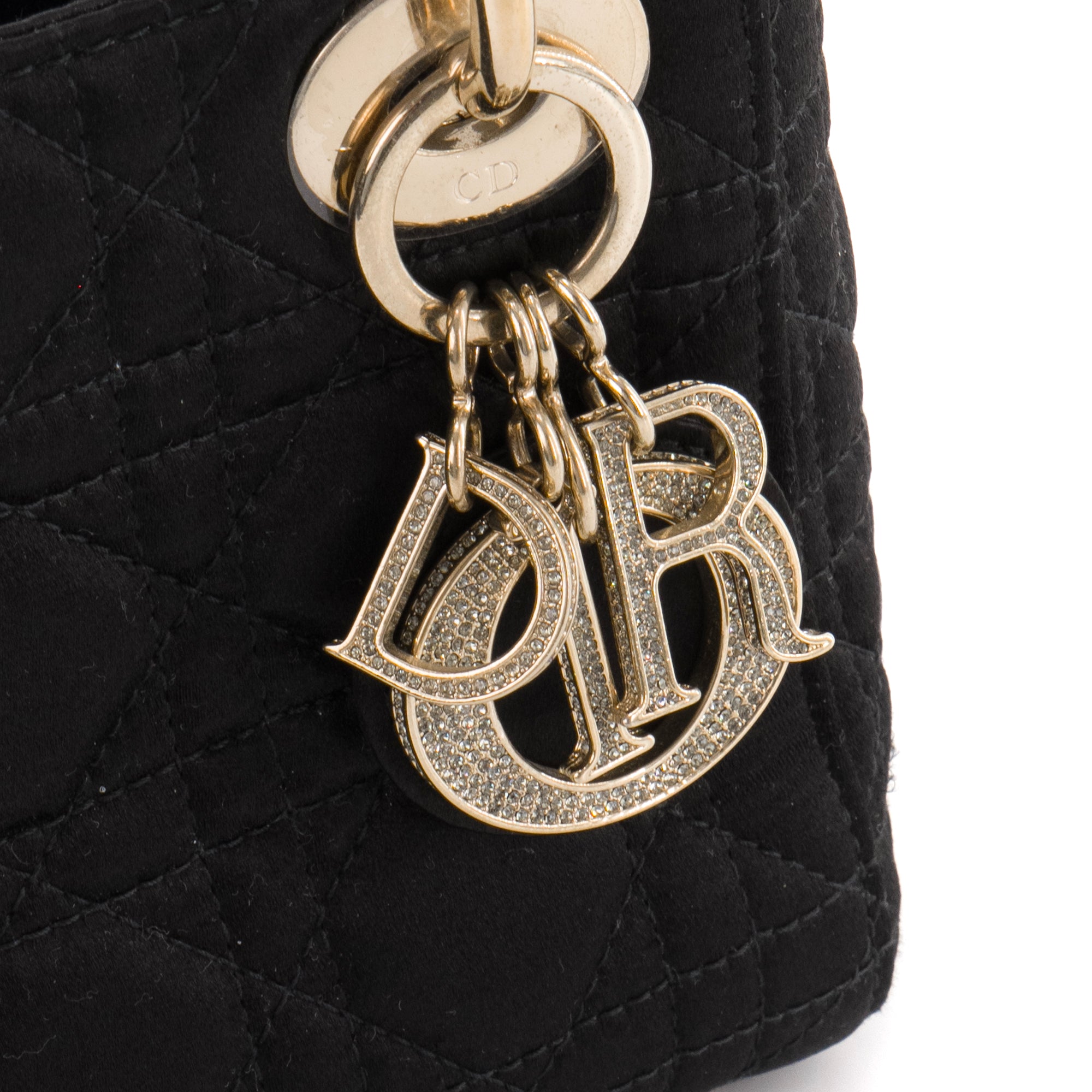 DIOR - Sac à main Lady Dior Christal mini Dior en satin noir