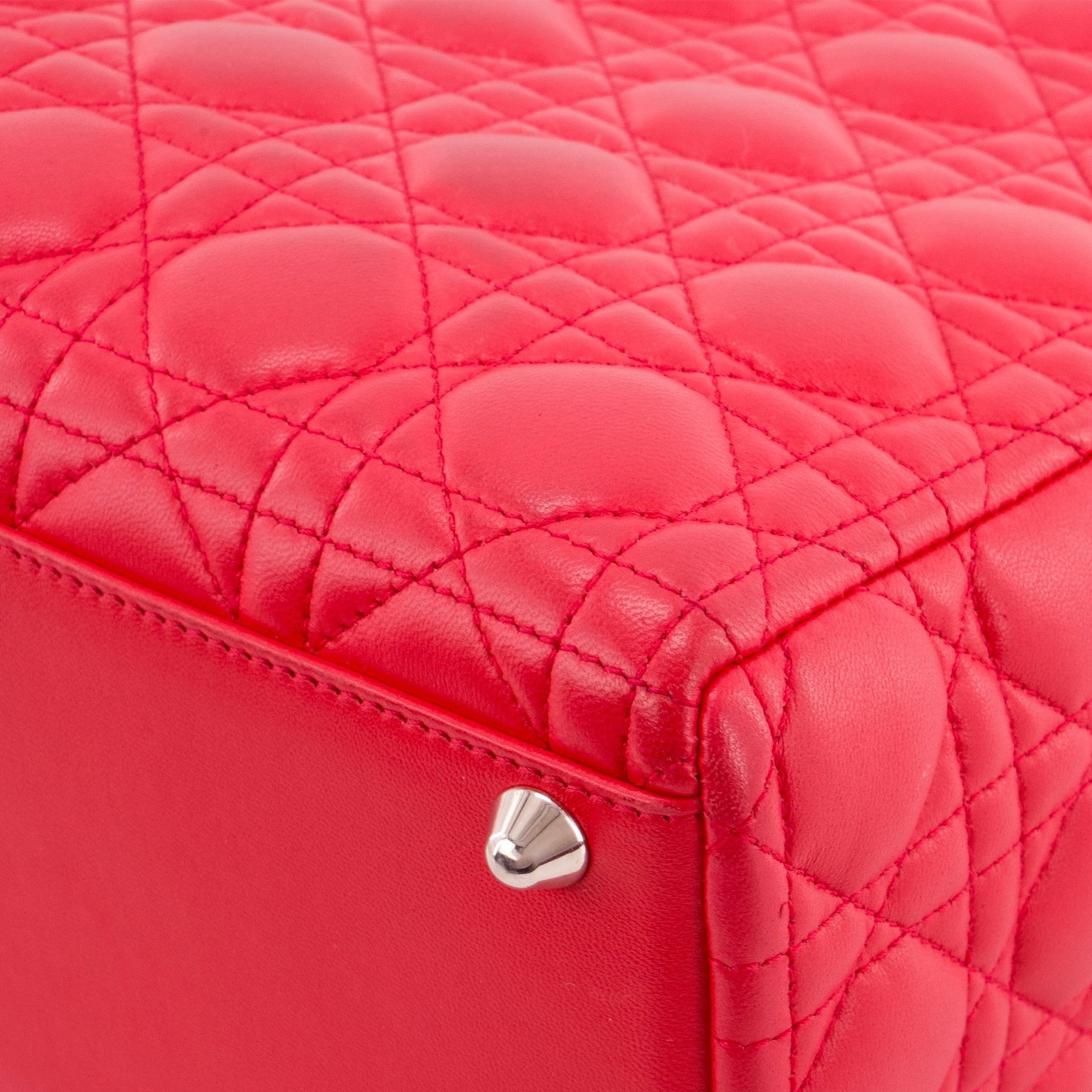 DIOR - Sac à main Lady Dior Large Dior en cuir cannage rose