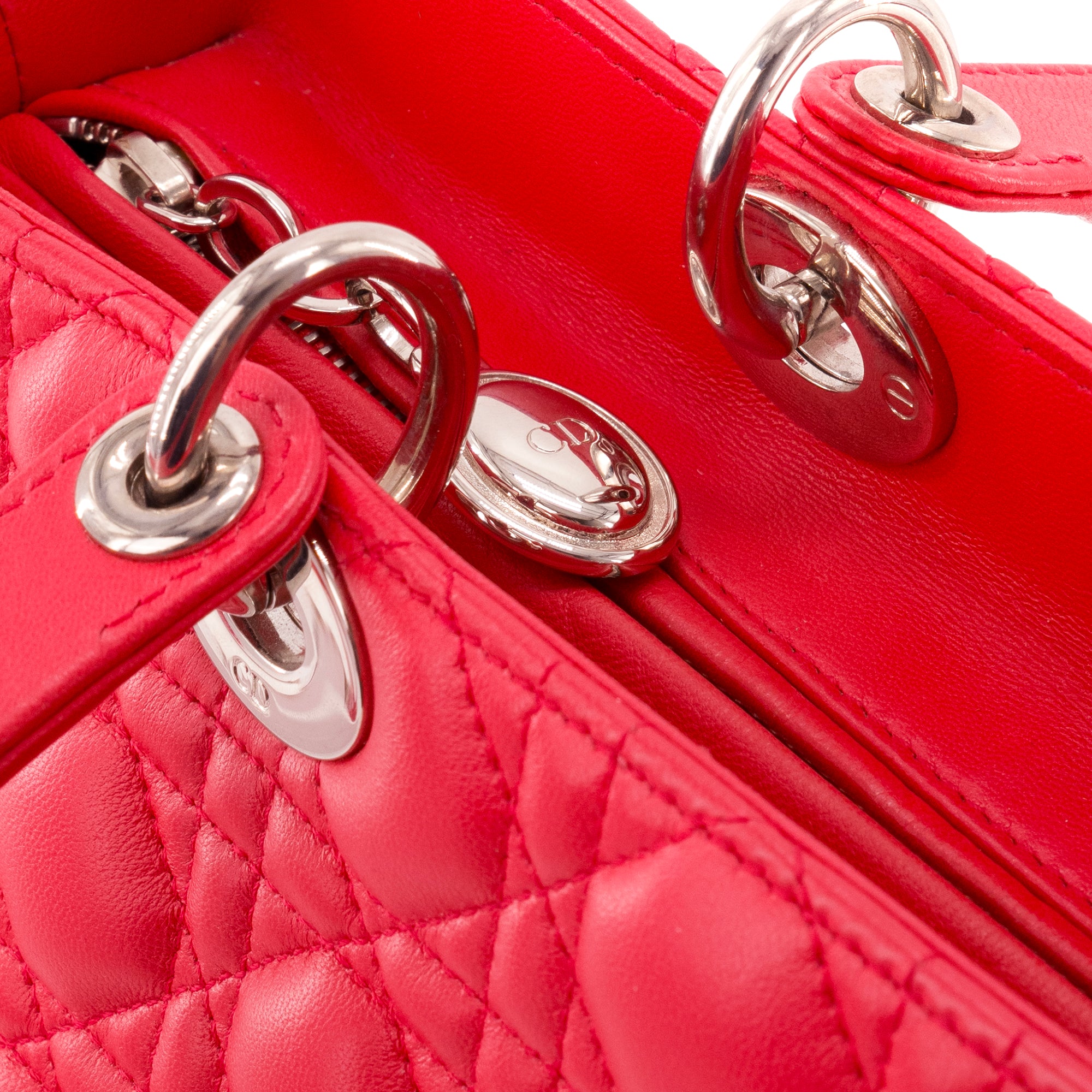 DIOR - Sac à main Lady Dior Large Dior en cuir cannage rose