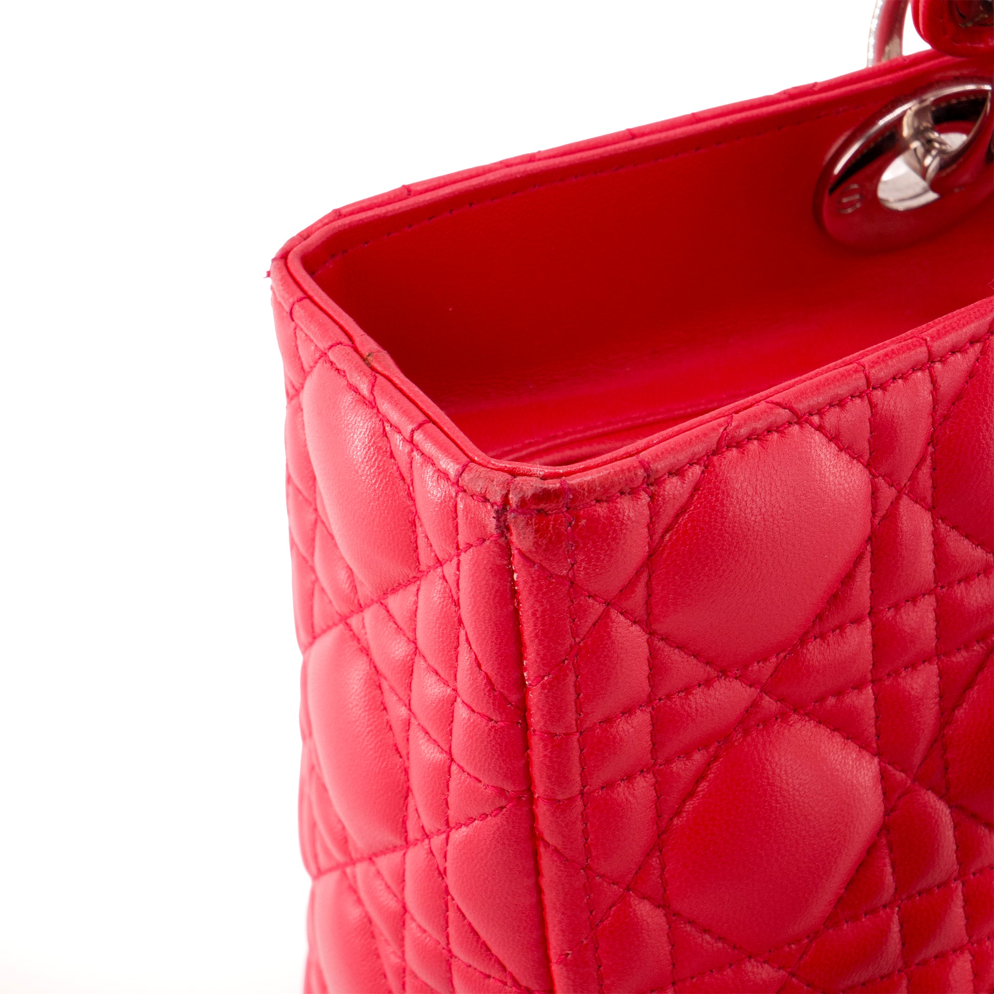 DIOR - Sac à main Lady Dior Large Dior en cuir cannage rose