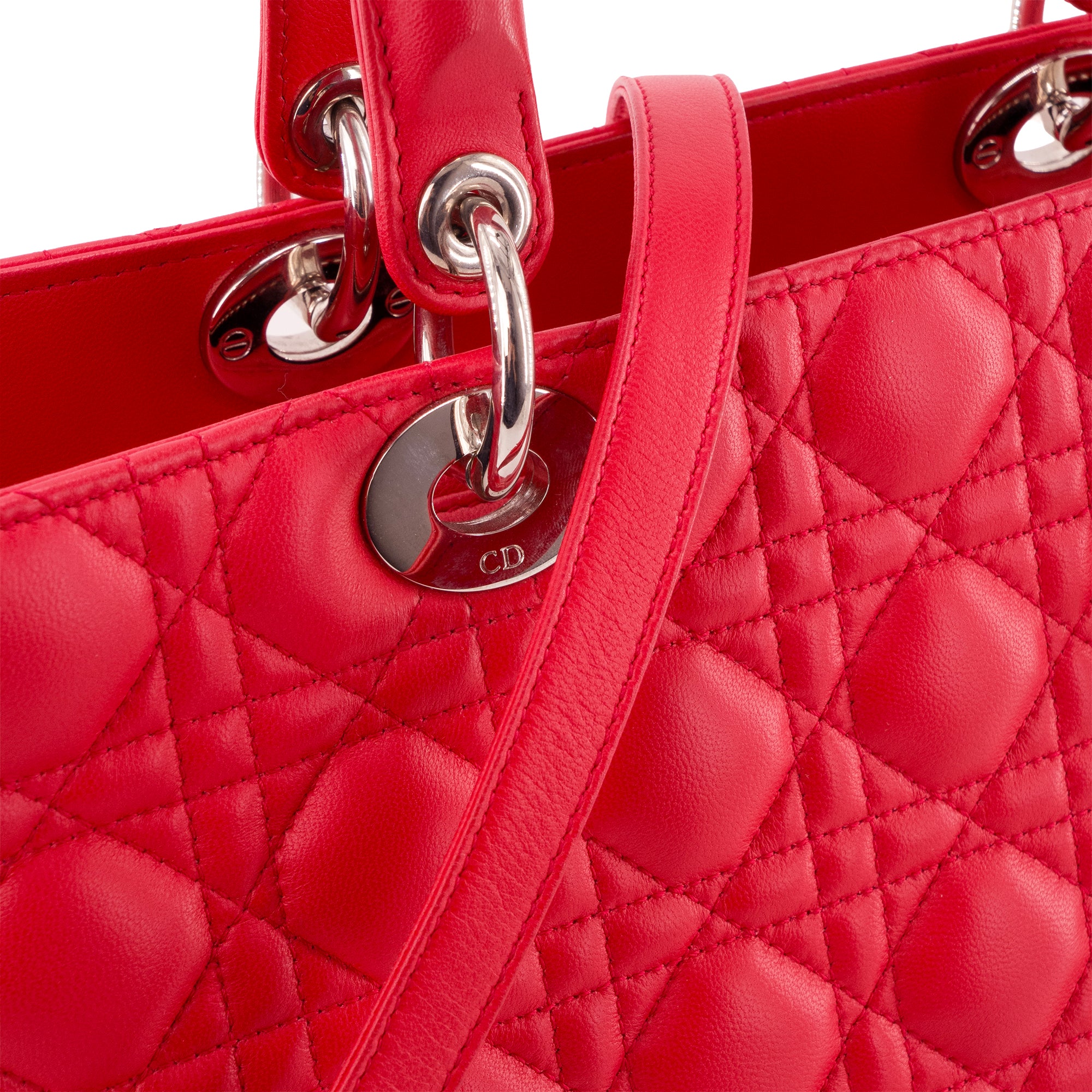 DIOR - Sac à main Lady Dior Large Dior en cuir cannage rose