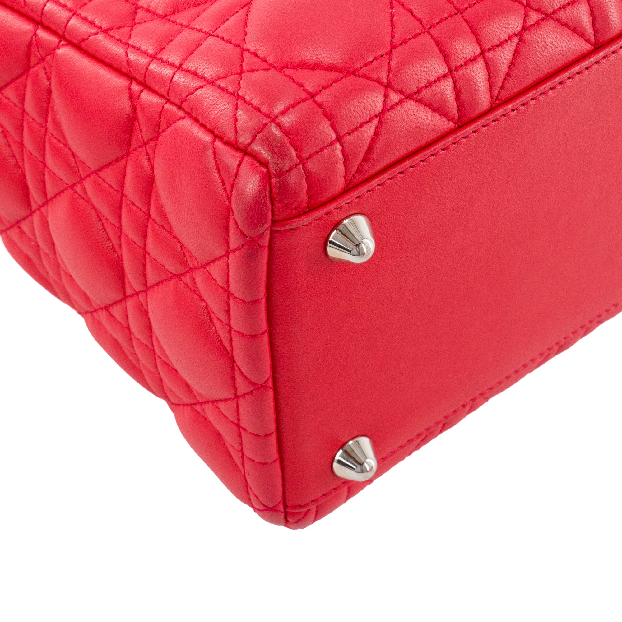 DIOR - Sac à main Lady Dior large en cuir cannage rose