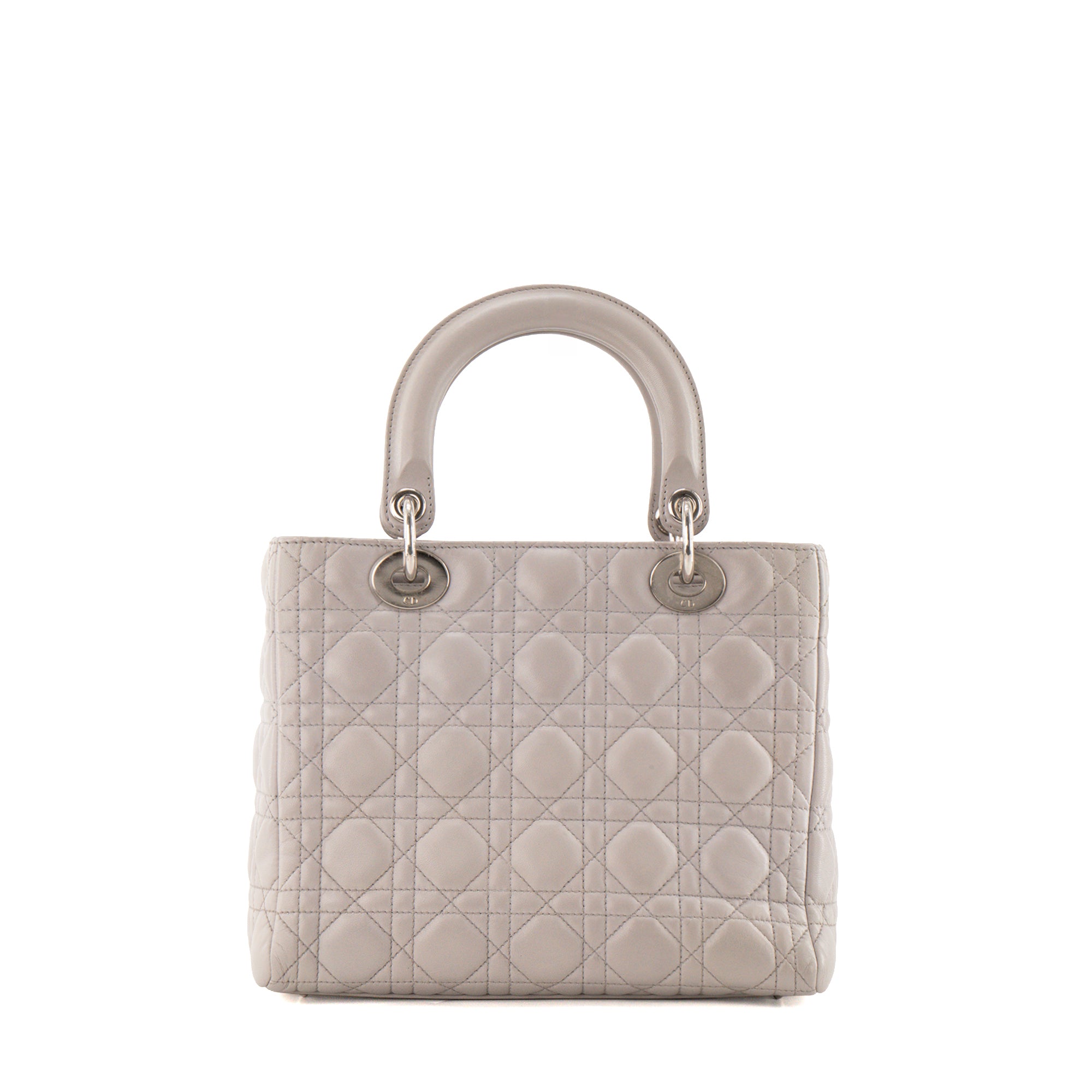 DIOR - Sac à main Lady Dior medium en cuir cannage gris