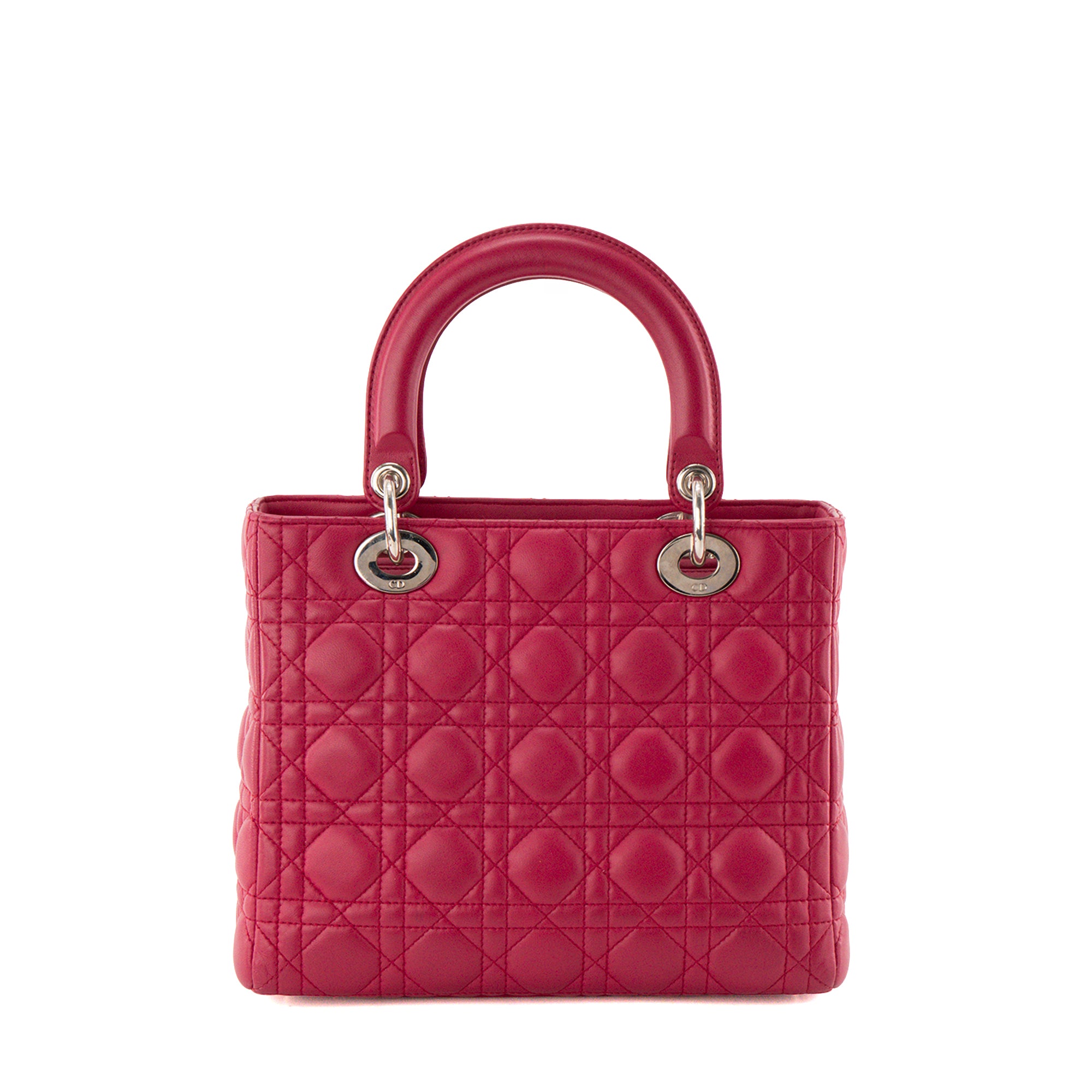 DIOR - Sac à main Lady Dior medium en cuir cannage rose