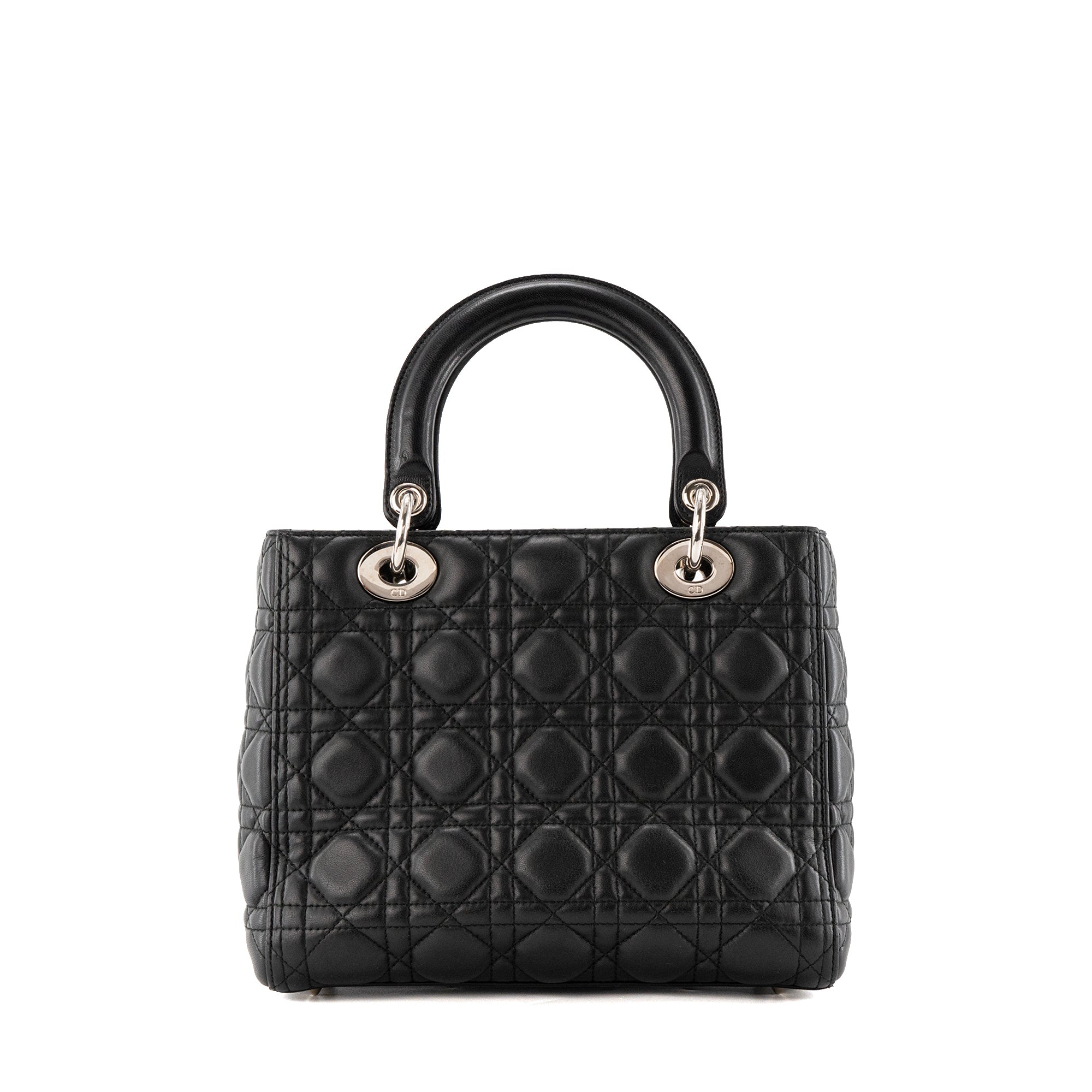 DIOR - Sac à main Lady Dior medium Dior en cuir noir cannage noir