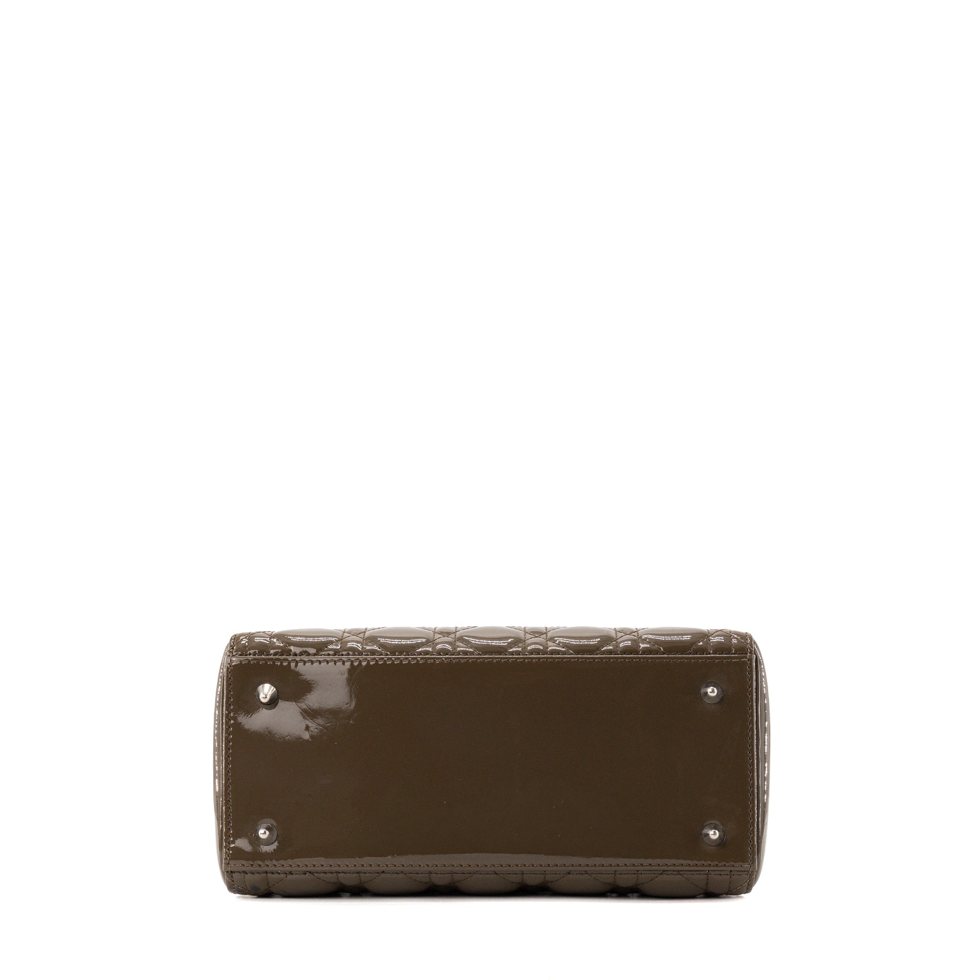 DIOR - Sac à main Lady Dior medium Dior en cuir verni cannage marron