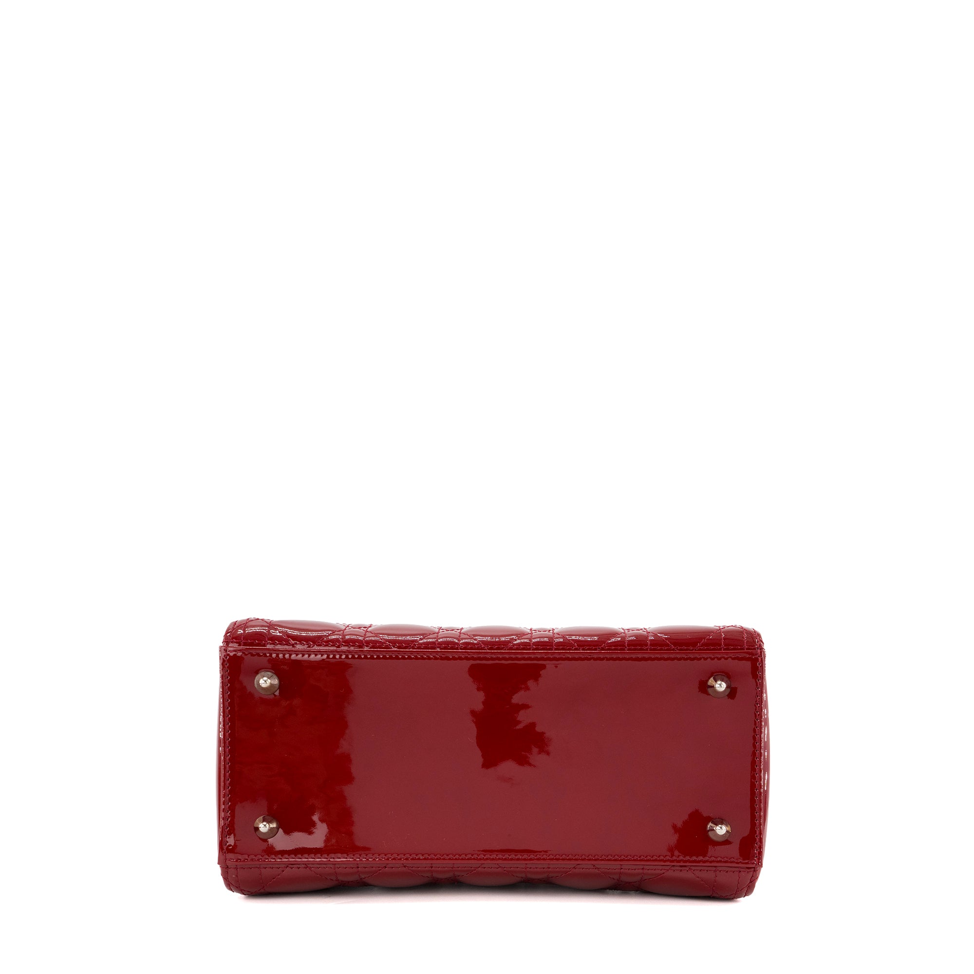 DIOR - Sac à main Lady Dior medium Dior en cuir verni rouge