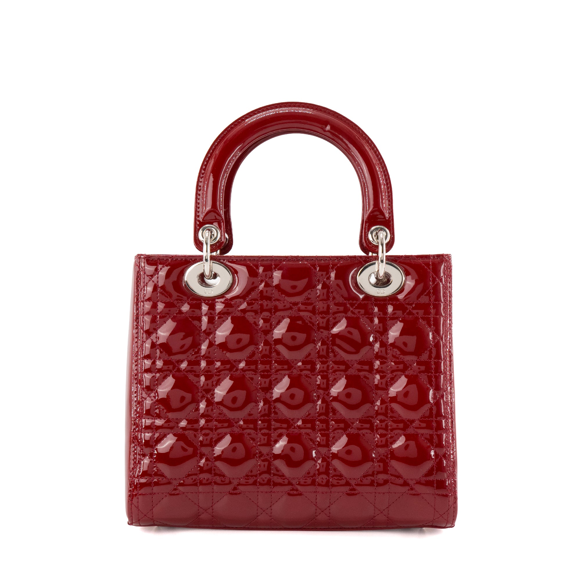 DIOR - Sac à main Lady Dior medium Dior en cuir verni rouge