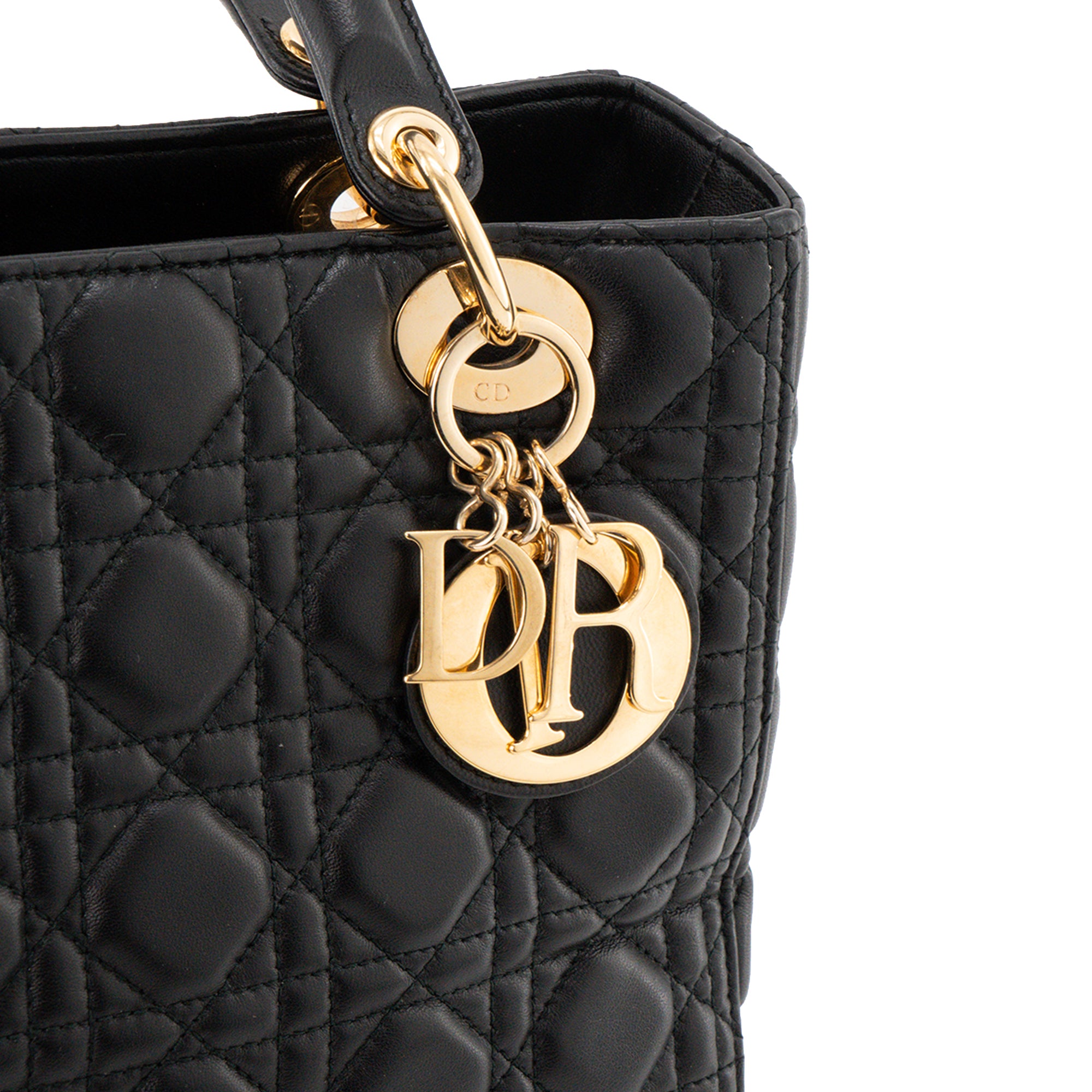 DIOR - Sac à main Lady Dior Medium en cuir cannage noir