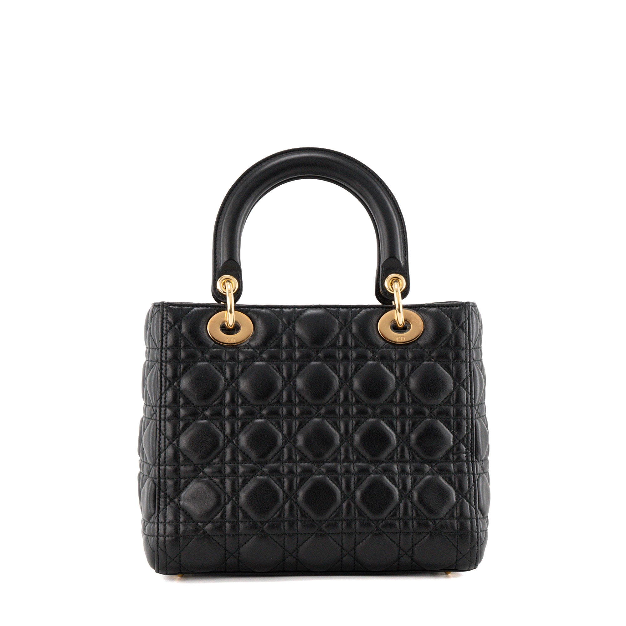 DIOR - Sac à main Lady Dior Medium en cuir cannage noir