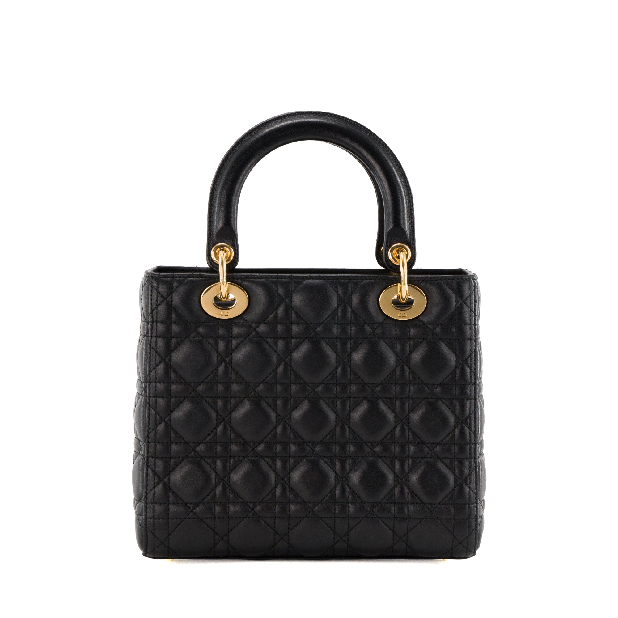 DIOR - Sac à main Lady Dior medium en cuir cannage noir
